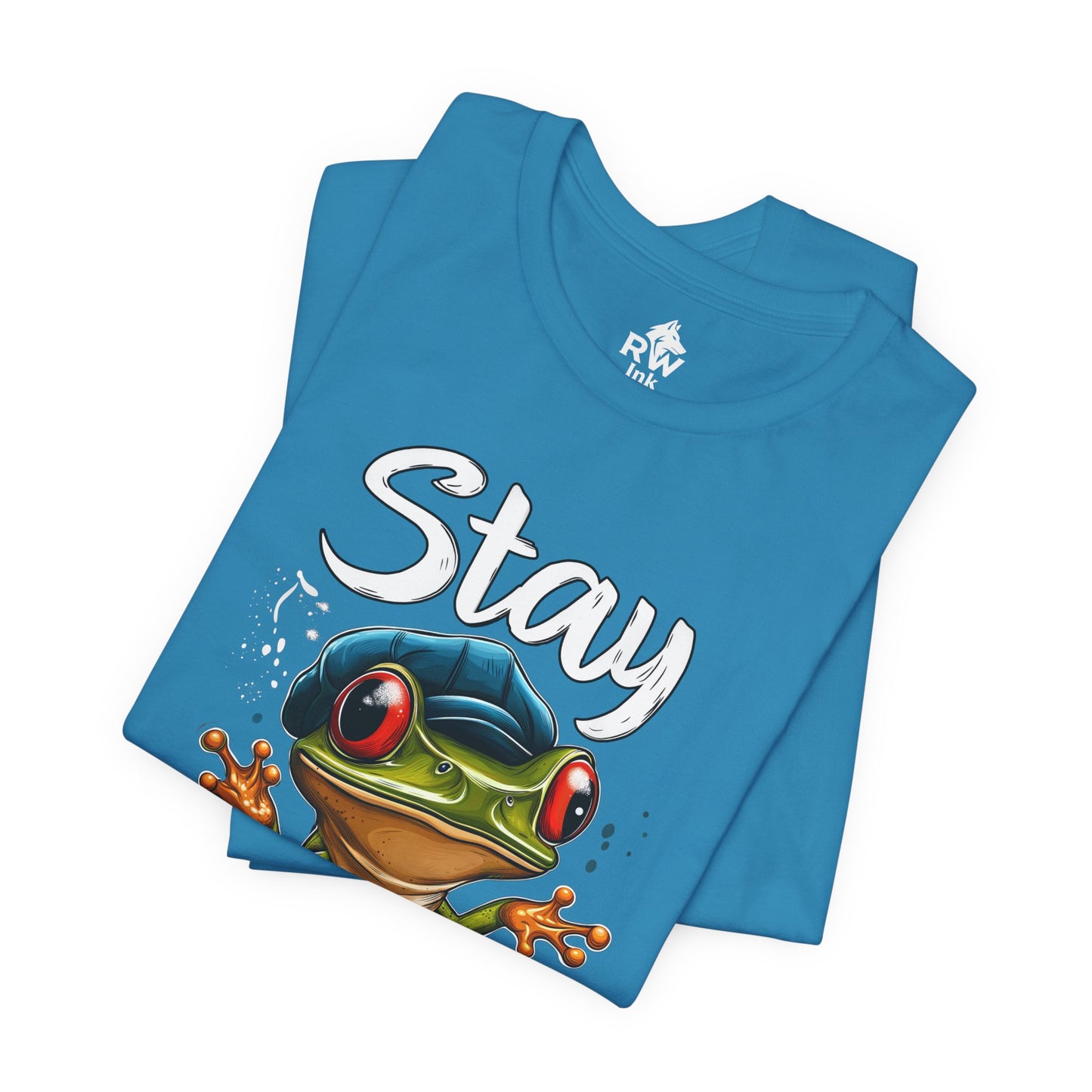 Stay Pawsitive Frog T-Shirt – Funny Cartoon Amphibian Tee – Bella+Canvas 3001 Unisex Tee