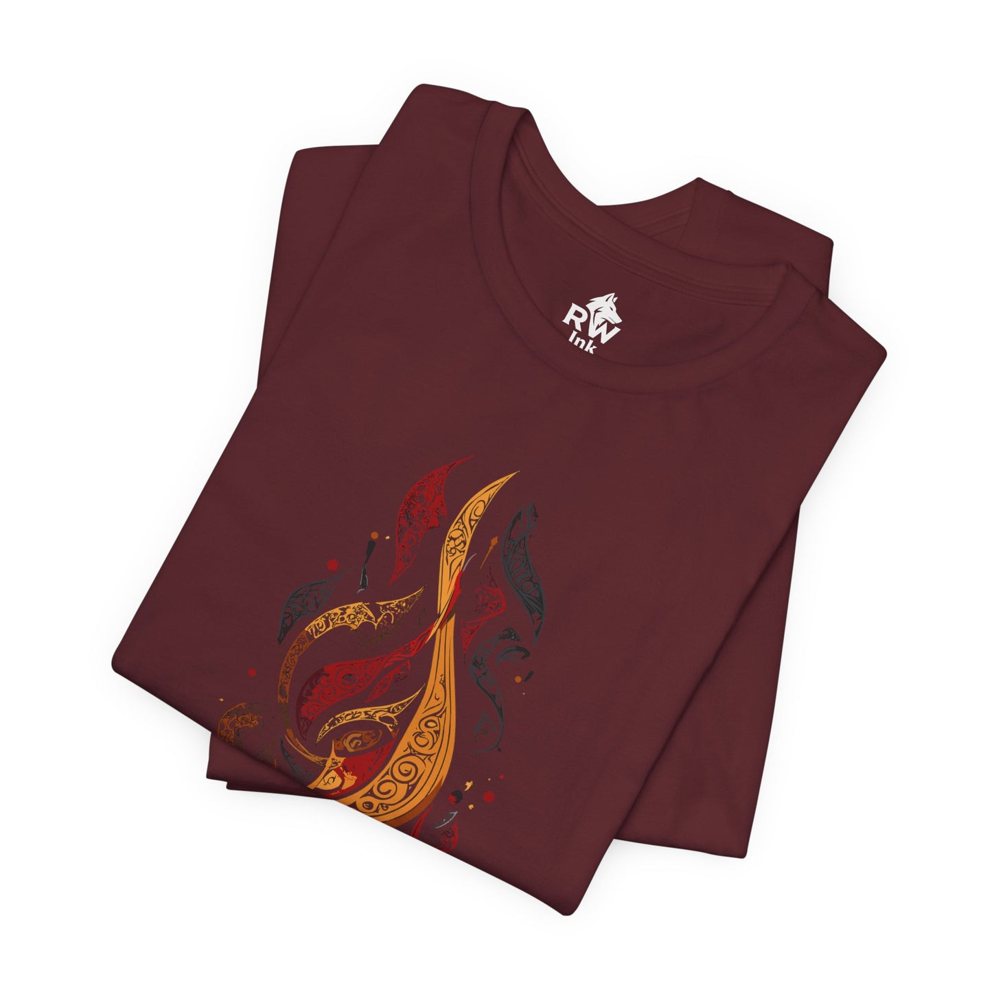 Calligraphic Flame – Art Fire-Inspired T-Shirt | Bella+Canvas 3001 Unisex Tee
