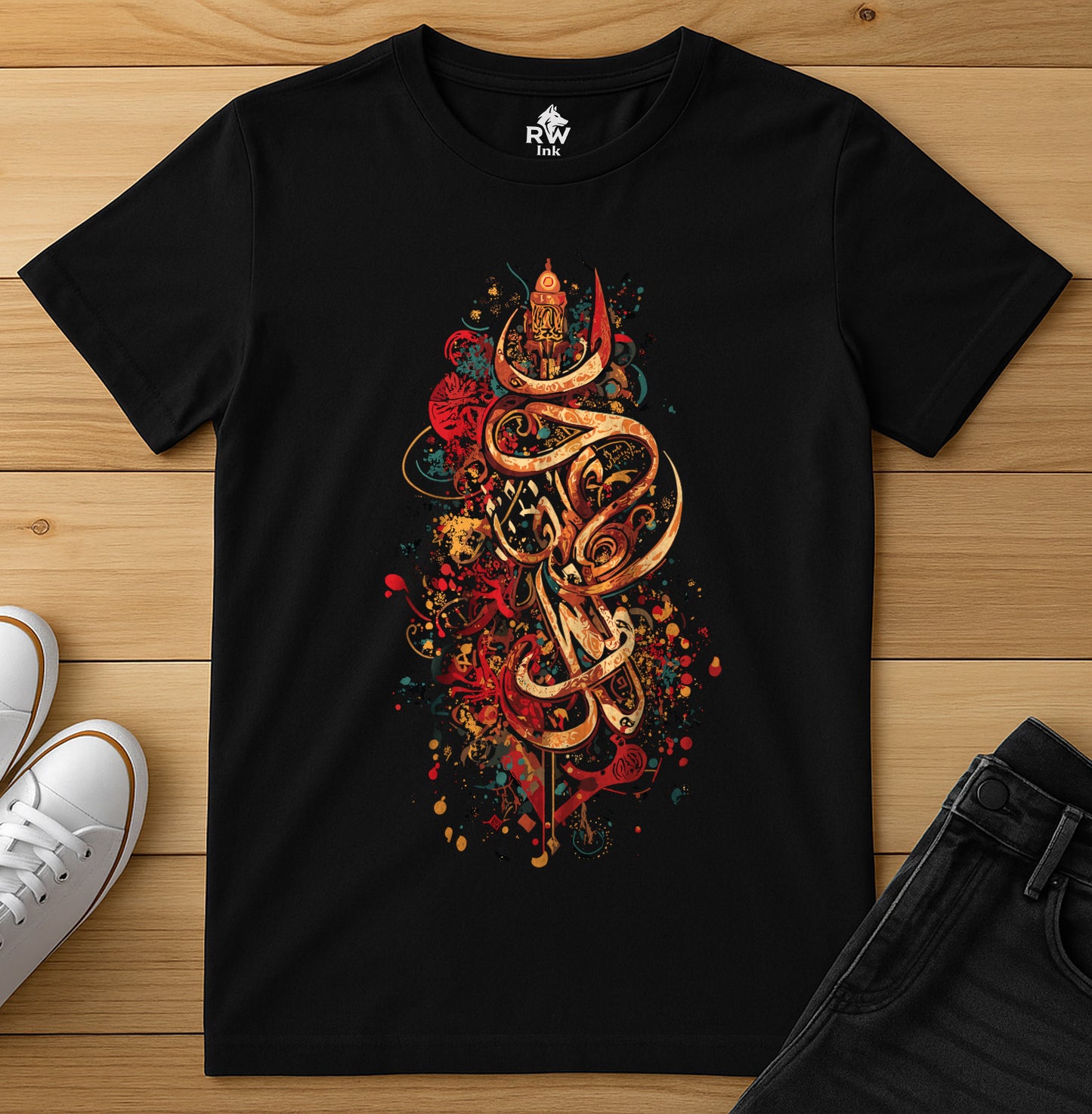 Sacred Lines – Abstract Calligraphy Art T-Shirt | Bella+Canvas 3001 Unisex Tee