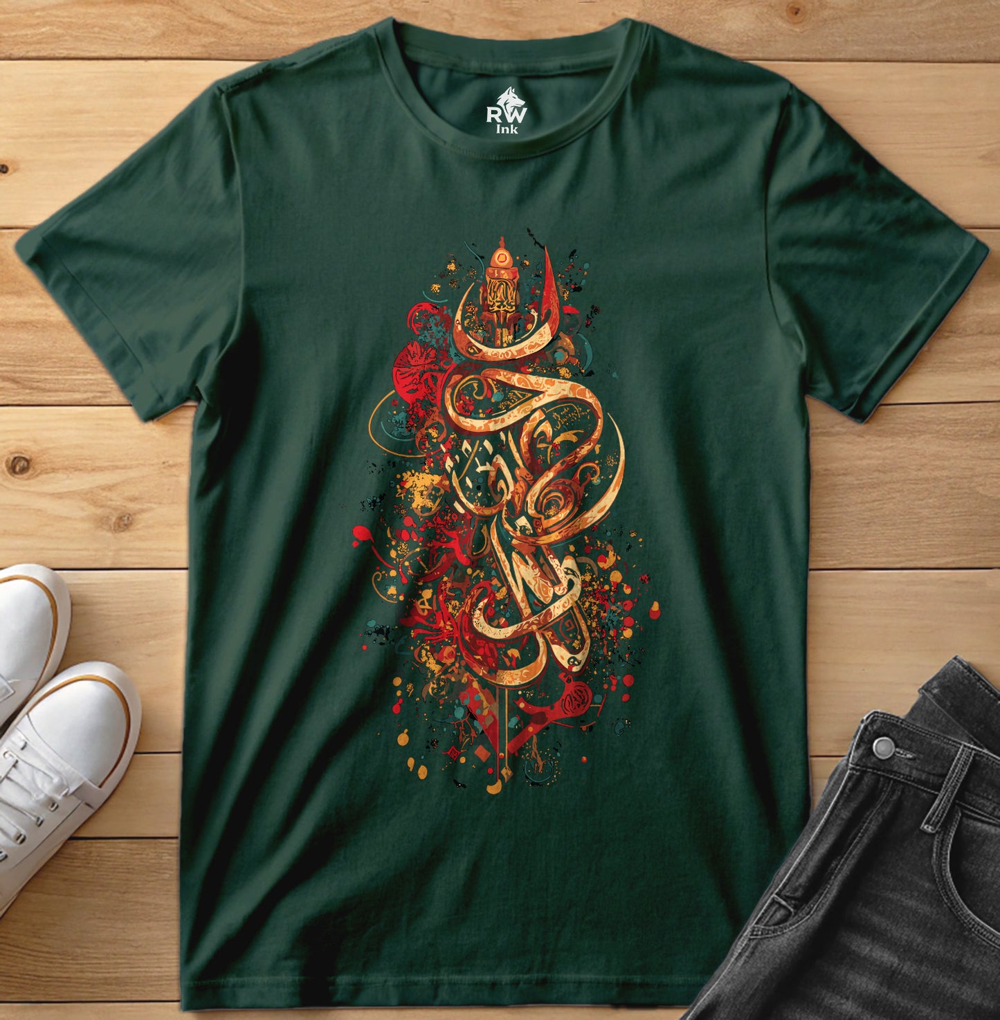 Sacred Lines – Abstract Calligraphy Art T-Shirt | Bella+Canvas 3001 Unisex Tee