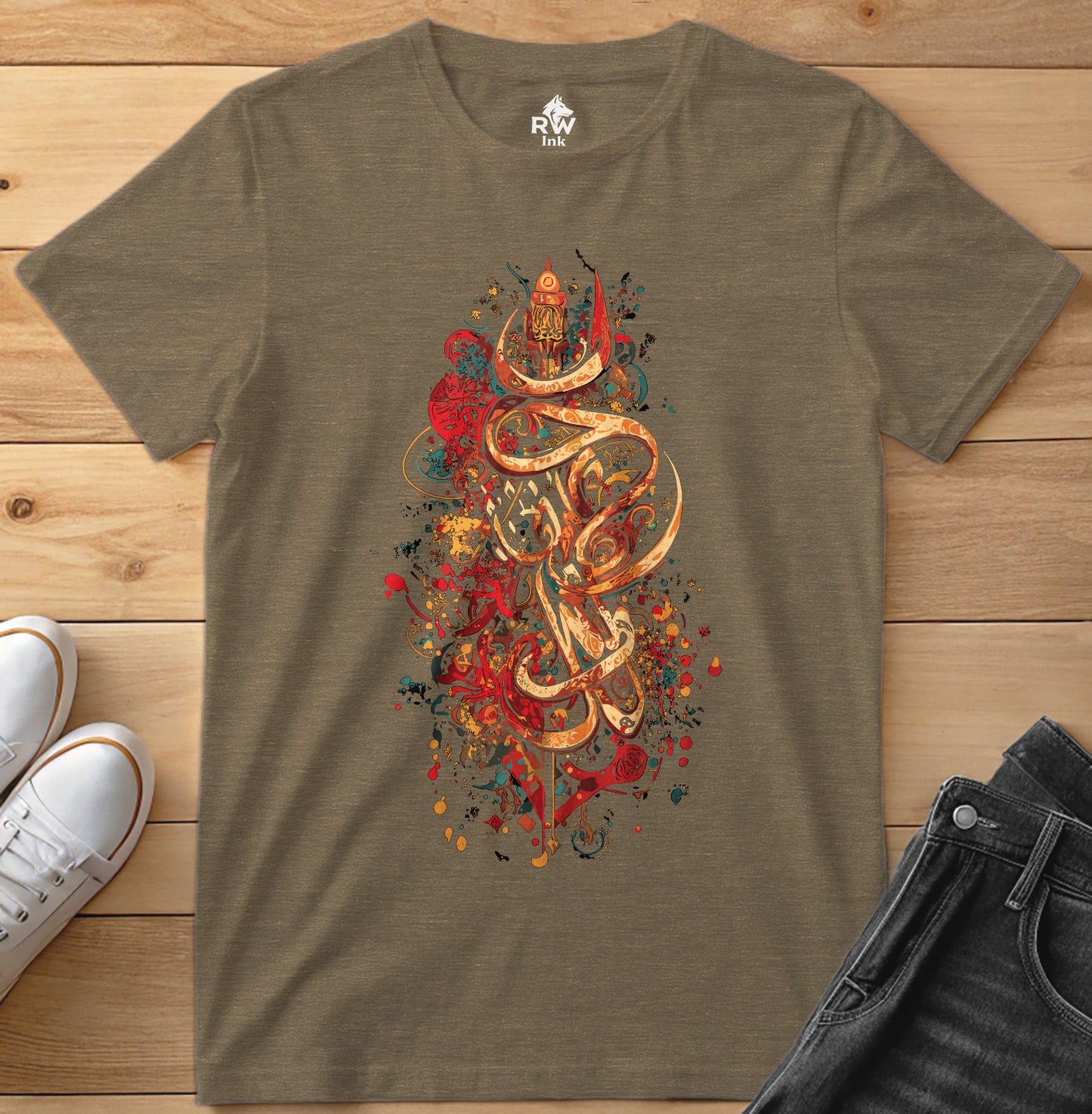 Sacred Lines – Abstract Calligraphy Art T-Shirt | Bella+Canvas 3001 Unisex Tee