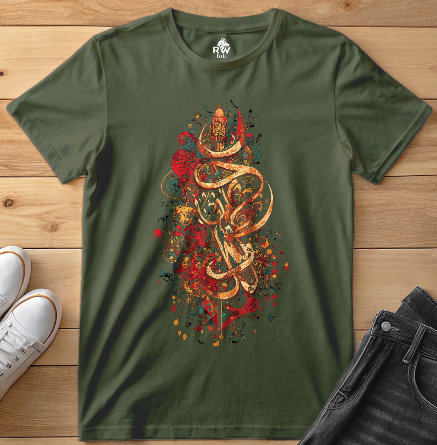 Sacred Lines – Abstract Calligraphy Art T-Shirt | Bella+Canvas 3001 Unisex Tee