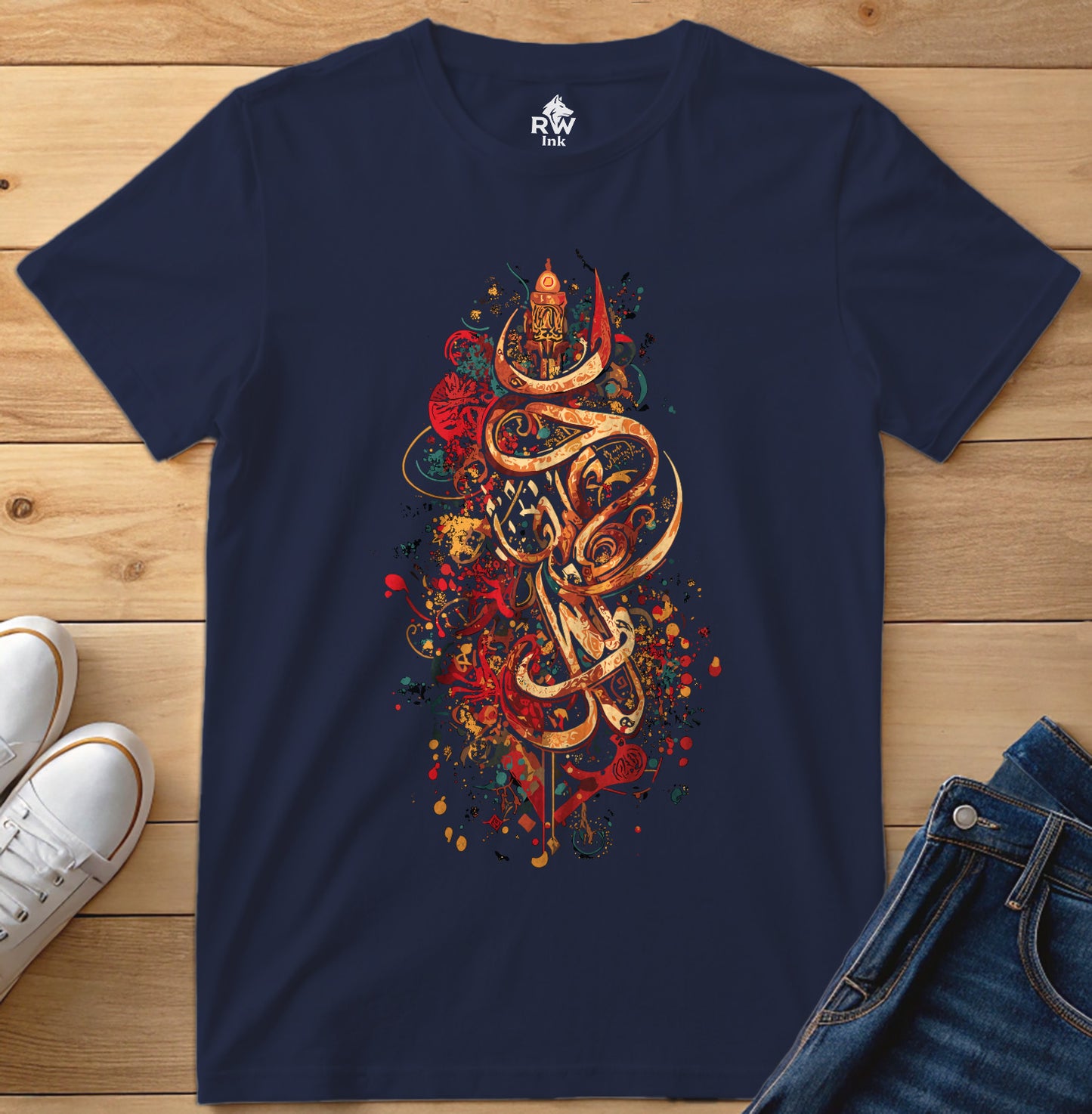 Sacred Lines – Abstract Calligraphy Art T-Shirt | Bella+Canvas 3001 Unisex Tee
