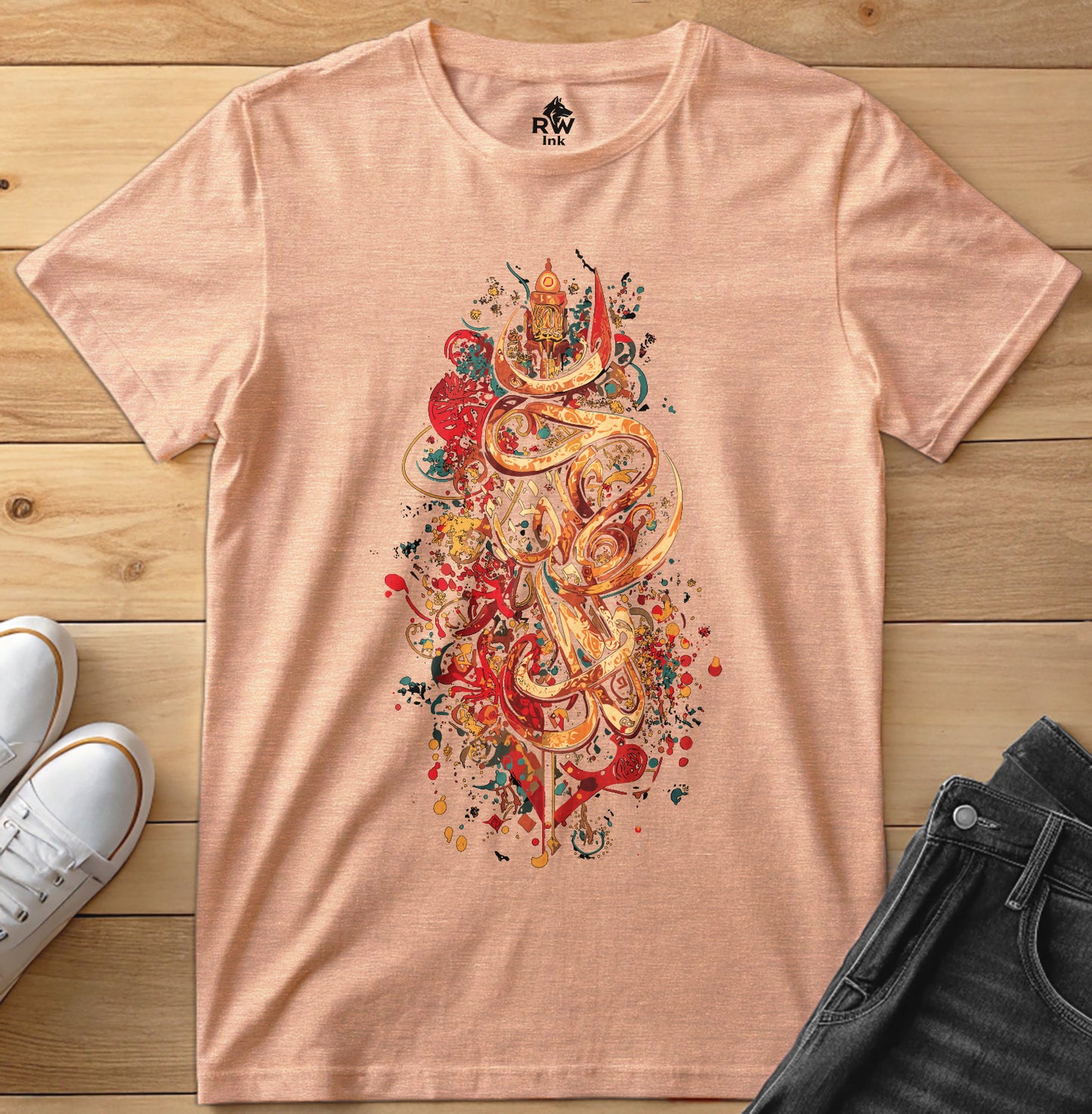 Sacred Lines – Abstract Calligraphy Art T-Shirt | Bella+Canvas 3001 Unisex Tee