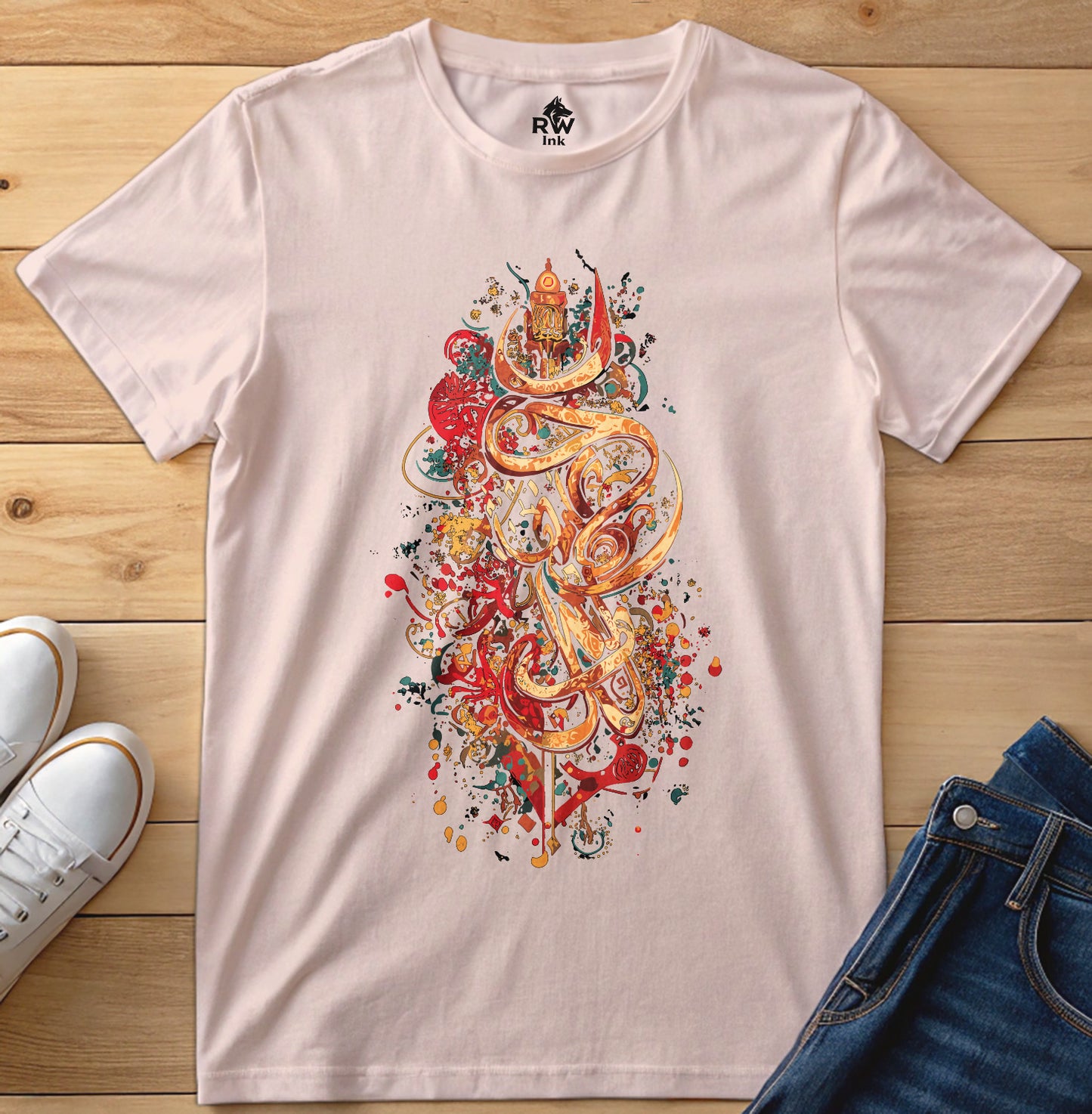 Sacred Lines – Abstract Calligraphy Art T-Shirt | Bella+Canvas 3001 Unisex Tee