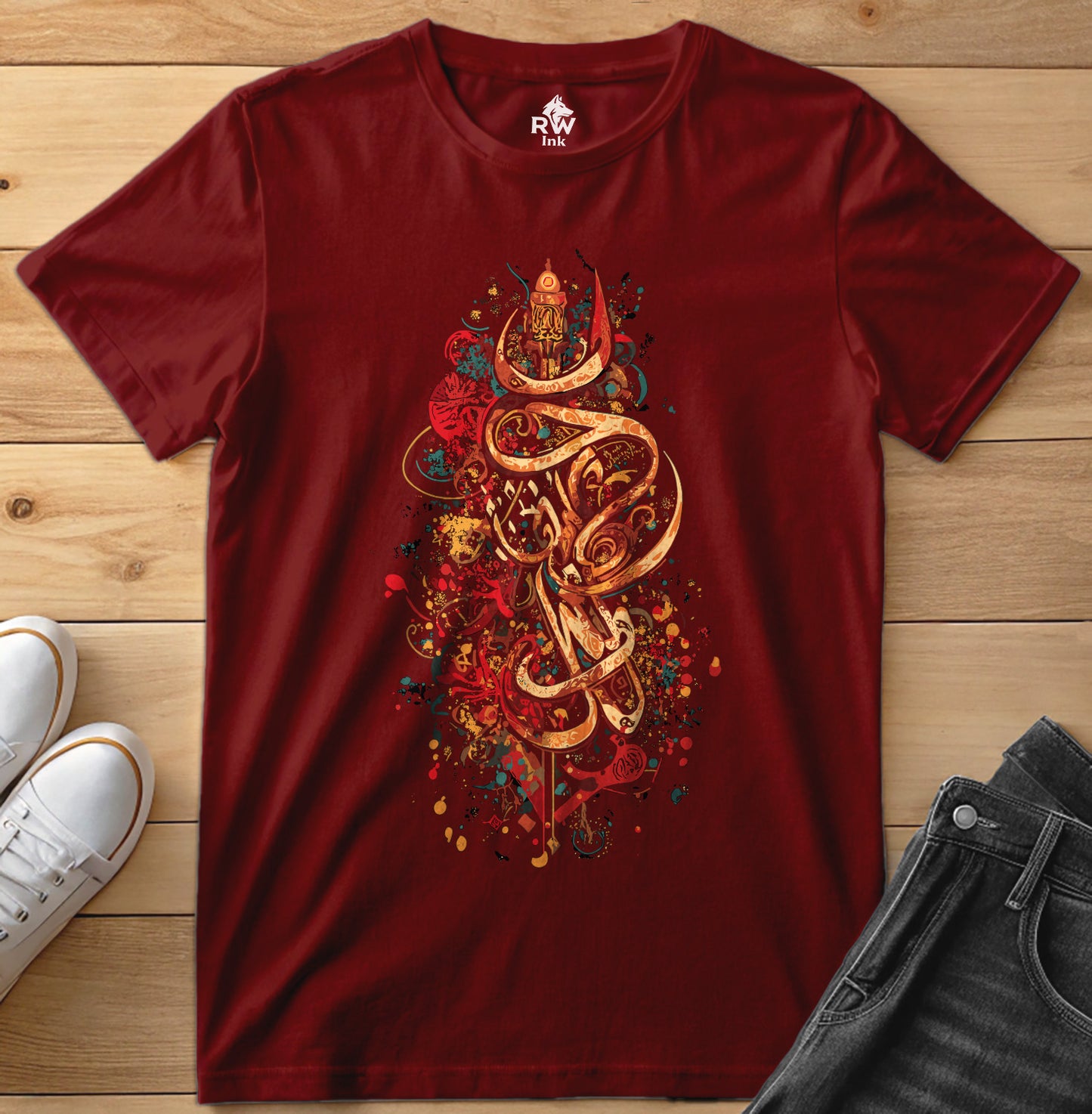 Sacred Lines – Abstract Calligraphy Art T-Shirt | Bella+Canvas 3001 Unisex Tee