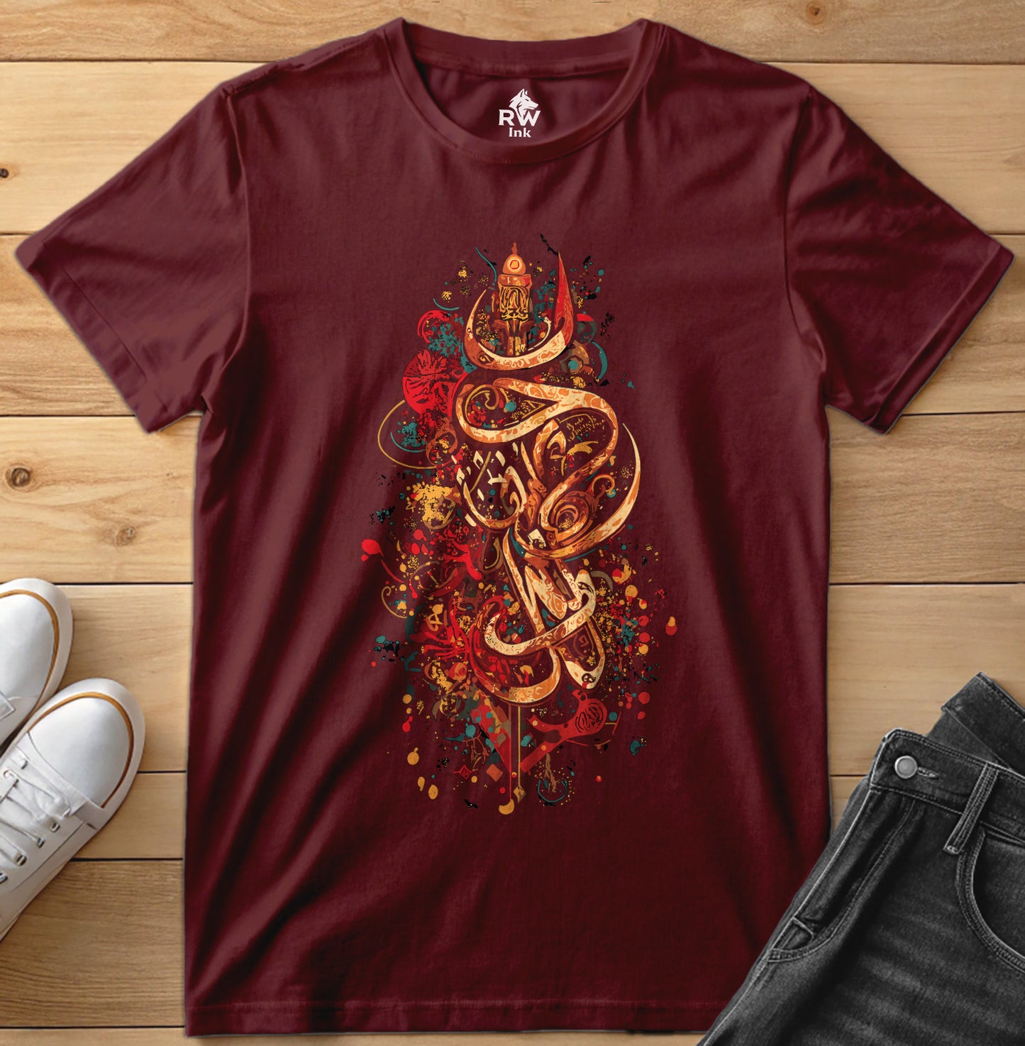 Sacred Lines – Abstract Calligraphy Art T-Shirt | Bella+Canvas 3001 Unisex Tee