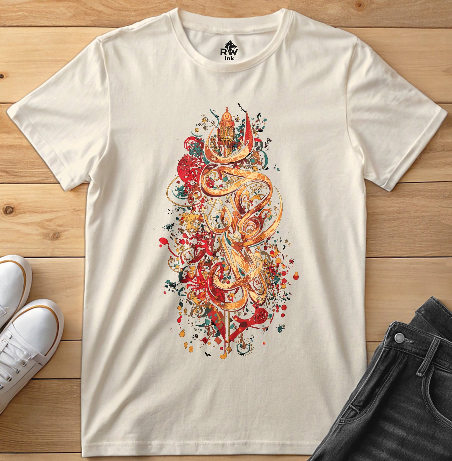 Sacred Lines – Abstract Calligraphy Art T-Shirt | Bella+Canvas 3001 Unisex Tee