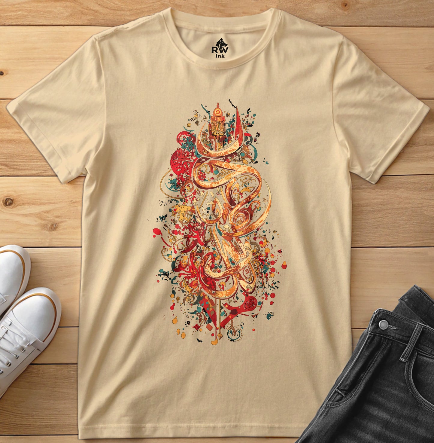 Sacred Lines – Abstract Calligraphy Art T-Shirt | Bella+Canvas 3001 Unisex Tee