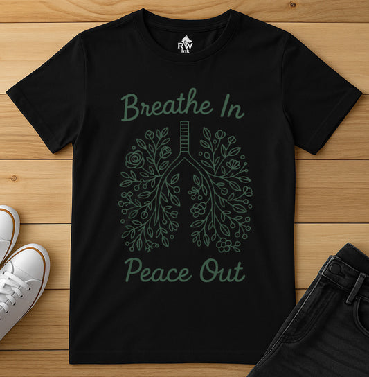 Breathe In, Peace Out – Mindful Botanical Art Tee | Bella+Canvas 3001 Unisex T-Shirt