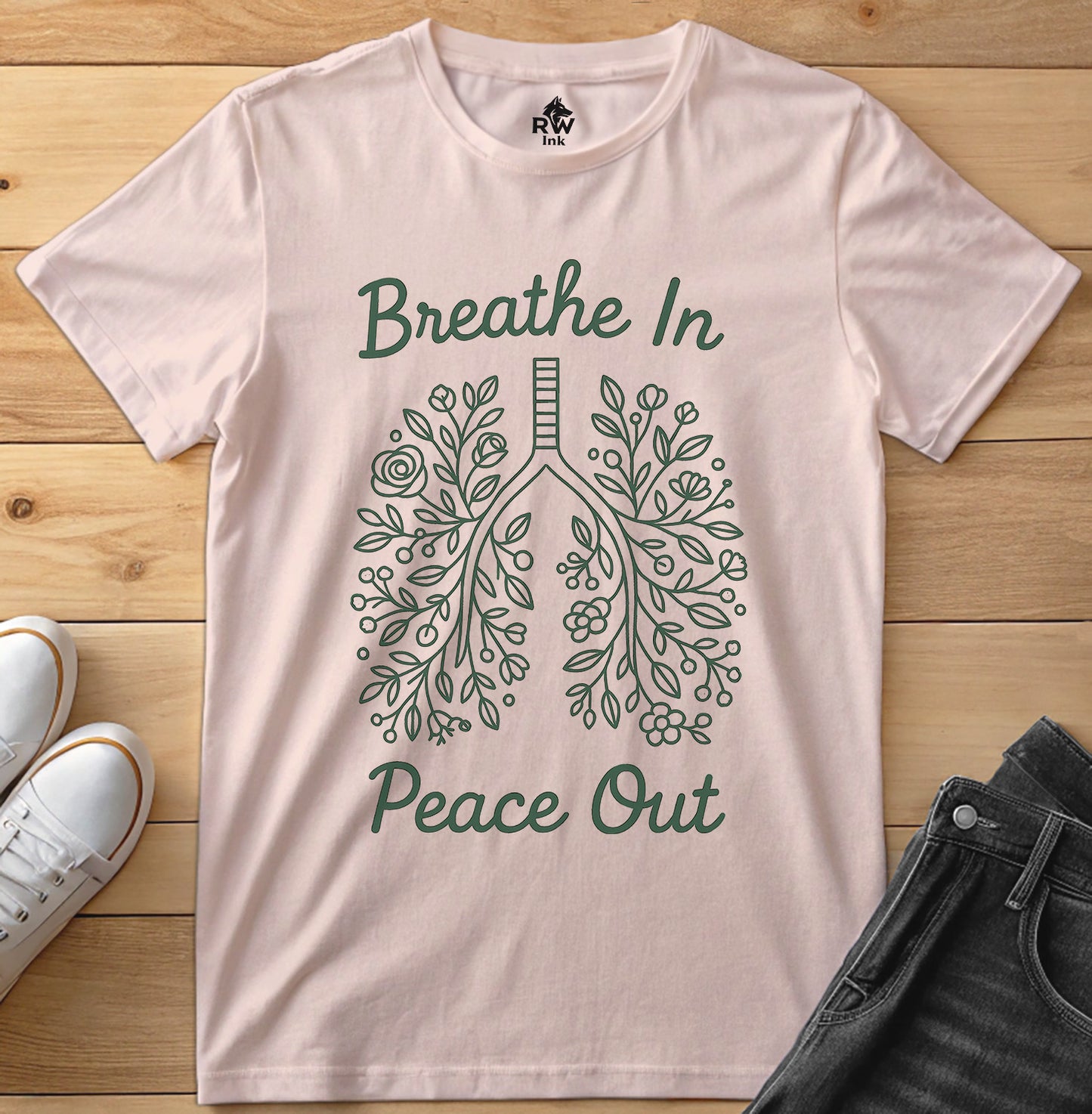 Breathe In, Peace Out – Mindful Botanical Art Tee | Bella+Canvas 3001 Unisex T-Shirt