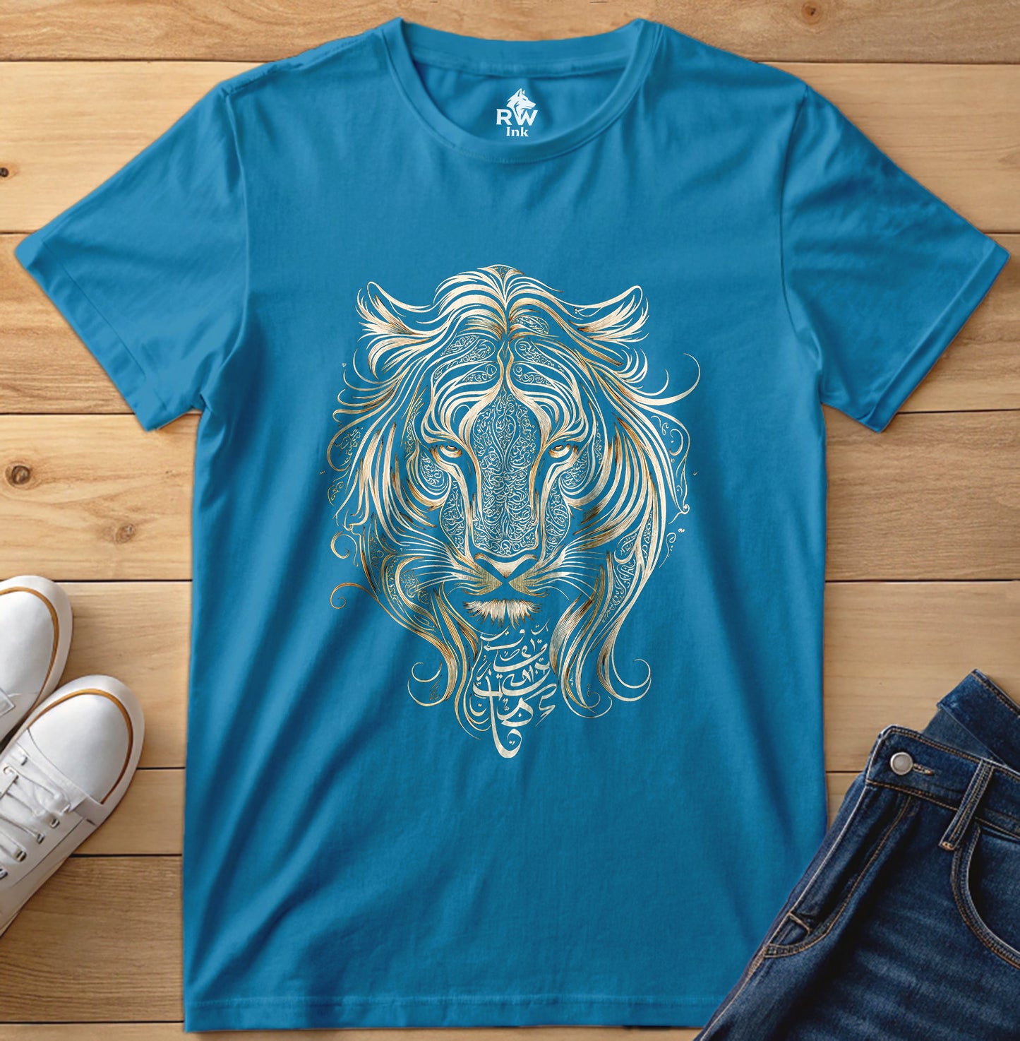 Majestic Lion – Tribal Calligraphy Tee | Bella+Canvas 3001 Unisex T-Shirt
