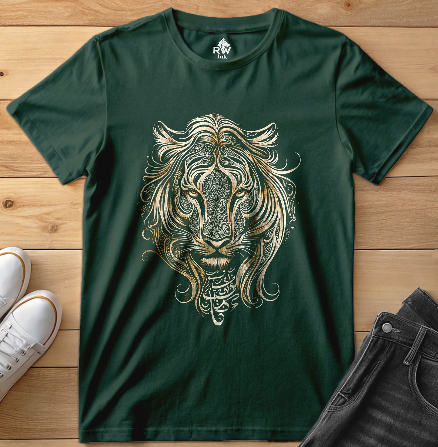 Majestic Lion – Tribal Calligraphy Tee | Bella+Canvas 3001 Unisex T-Shirt