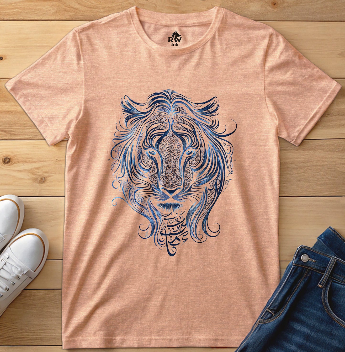 Majestic Lion – Tribal Calligraphy Tee | Bella+Canvas 3001 Unisex T-Shirt