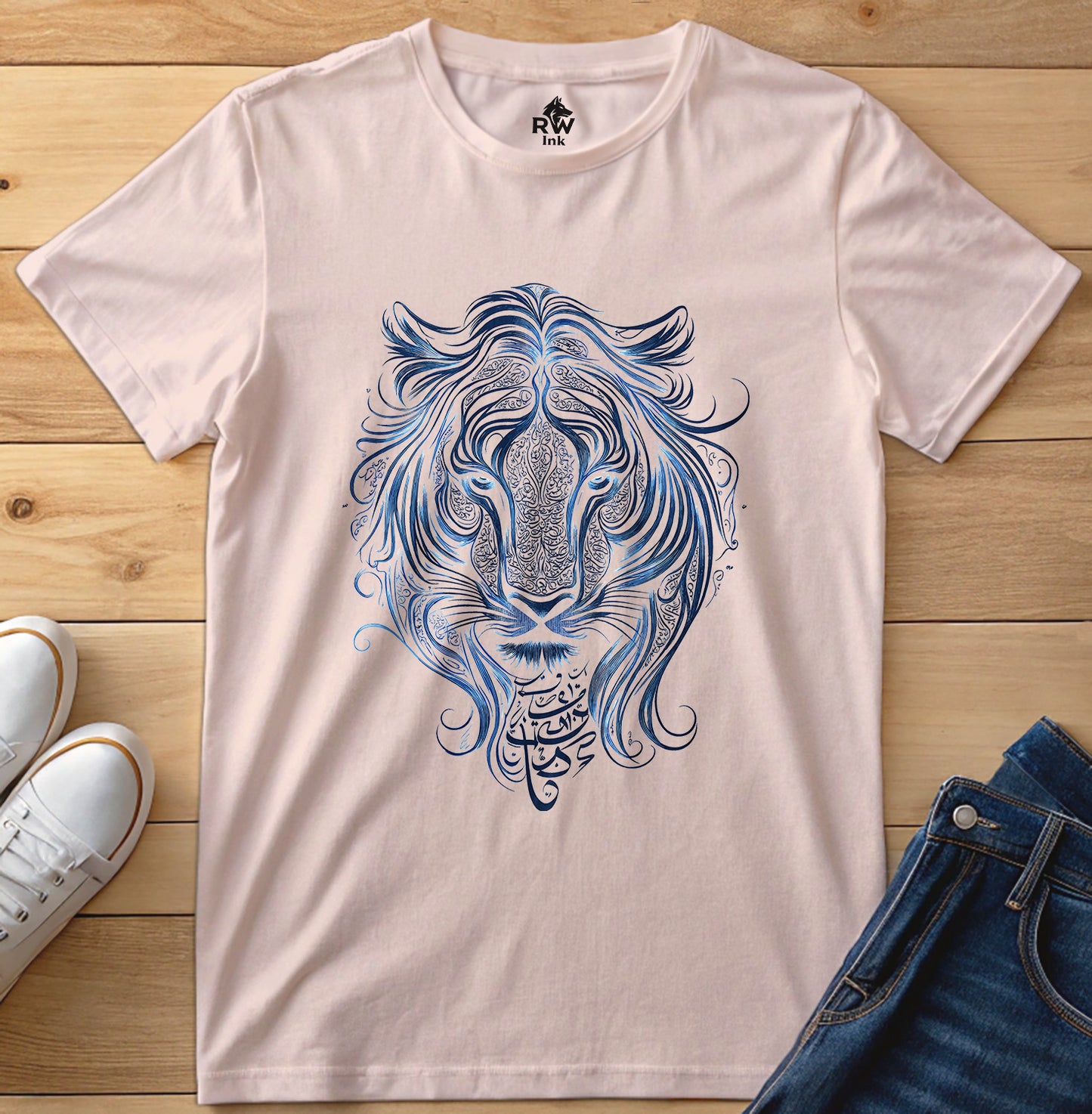 Majestic Lion – Tribal Calligraphy Tee | Bella+Canvas 3001 Unisex T-Shirt