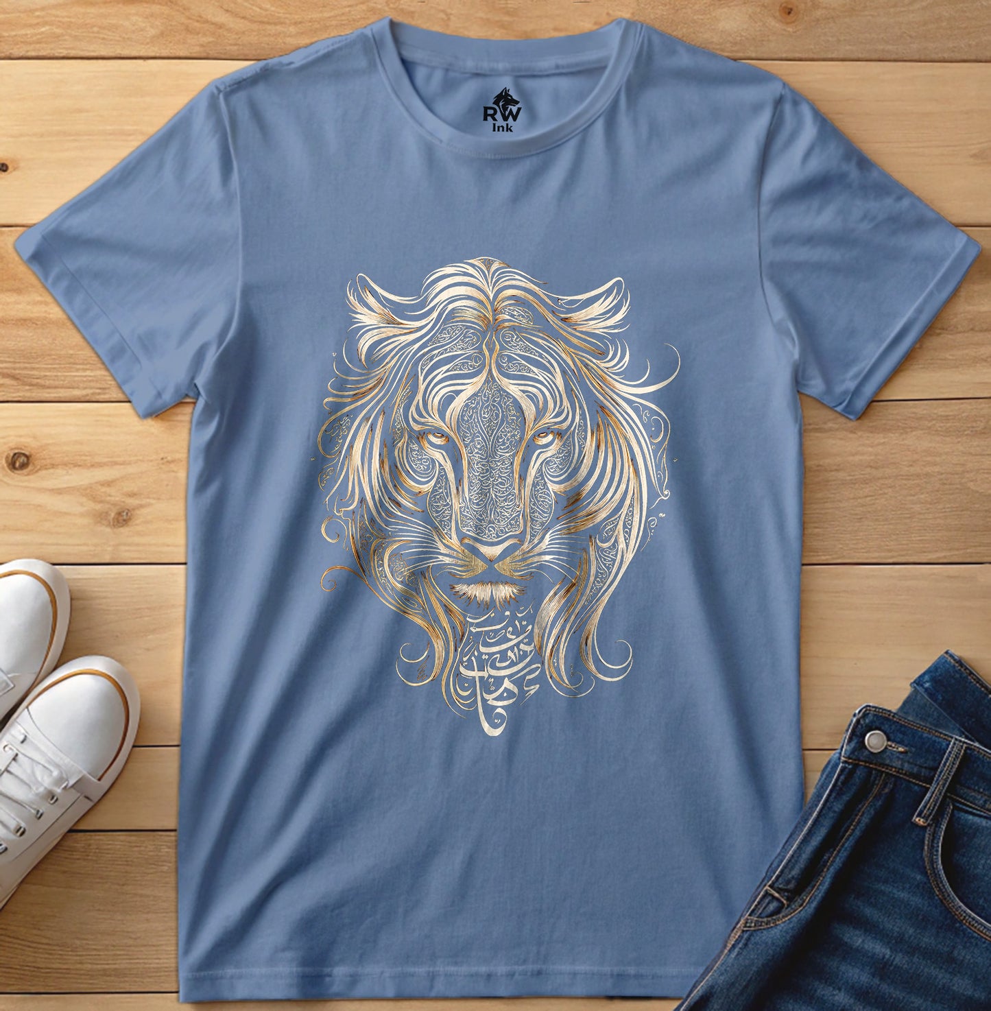 Majestic Lion – Tribal Calligraphy Tee | Bella+Canvas 3001 Unisex T-Shirt