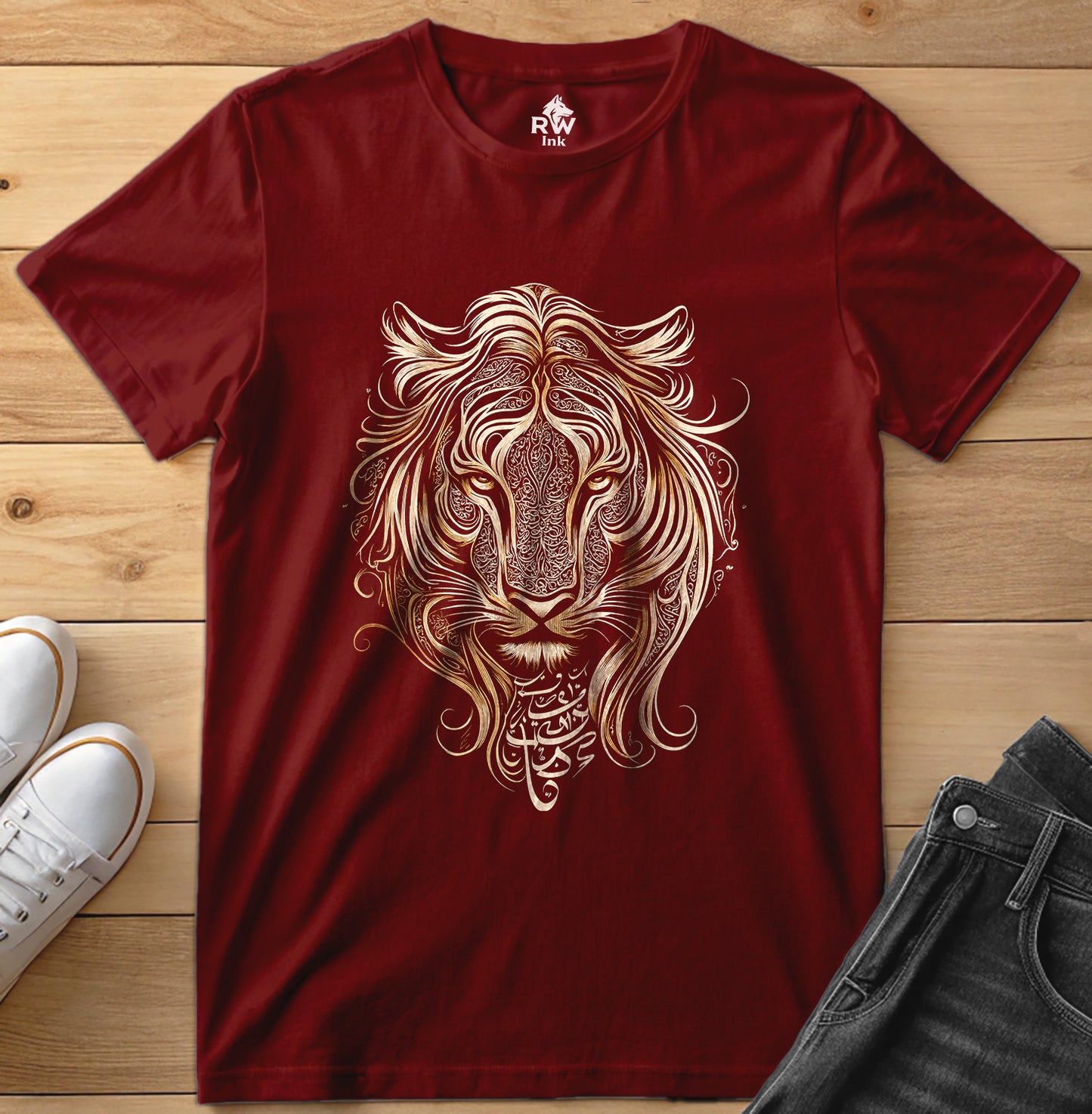Majestic Lion – Tribal Calligraphy Tee | Bella+Canvas 3001 Unisex T-Shirt