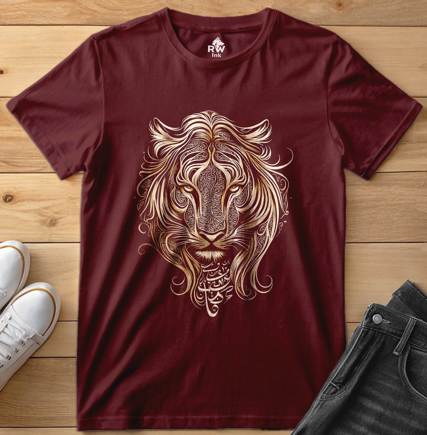 Majestic Lion – Tribal Calligraphy Tee | Bella+Canvas 3001 Unisex T-Shirt