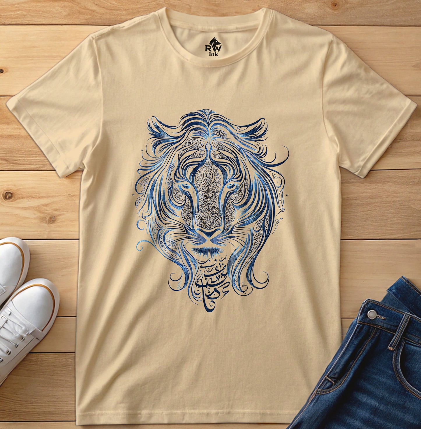 Majestic Lion – Tribal Calligraphy Tee | Bella+Canvas 3001 Unisex T-Shirt