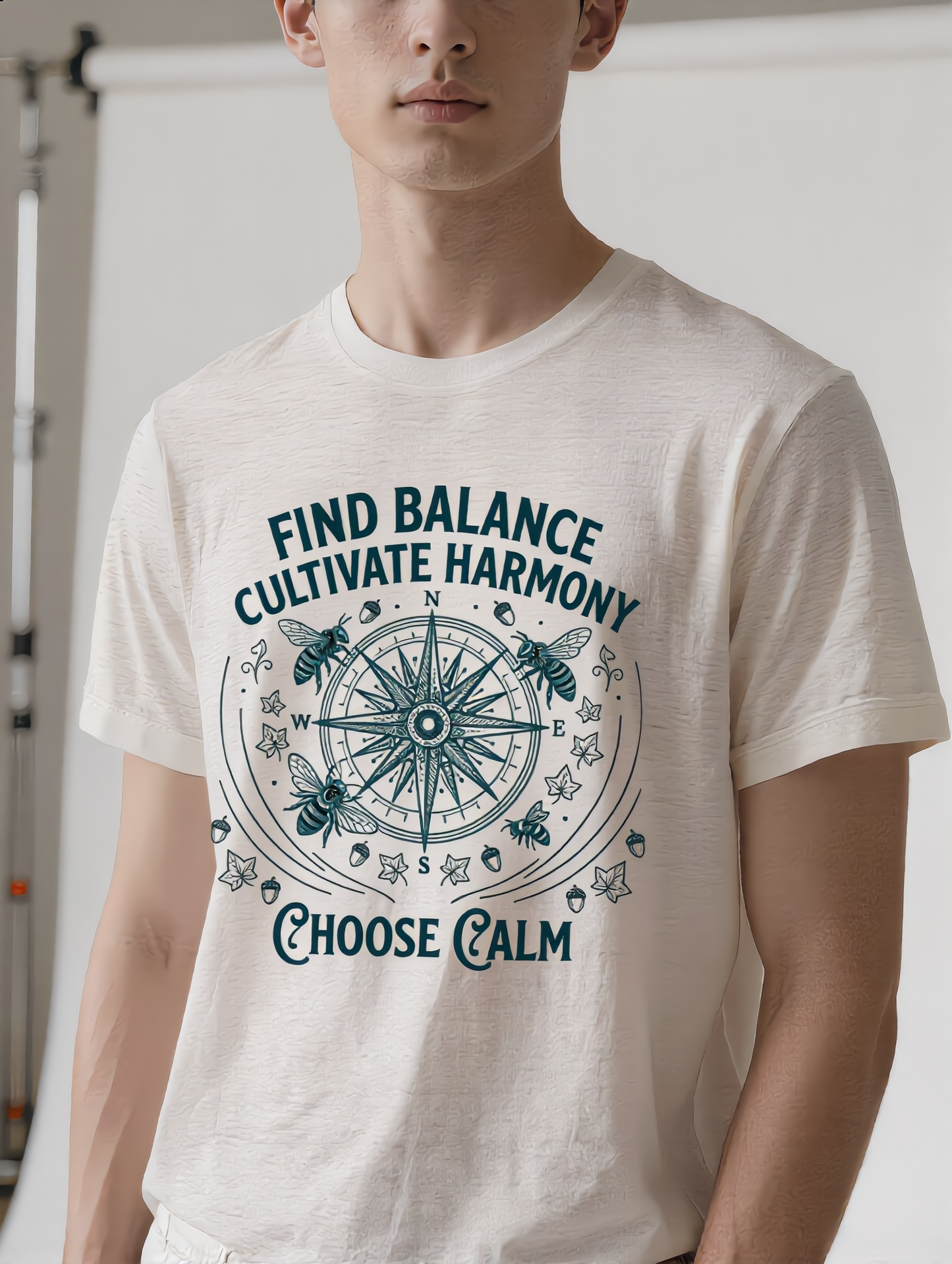 Find Balance Unisex Premium Tee - Cultivate Harmony Vintage Compass T-Shirt - Bella+Canvas 3001