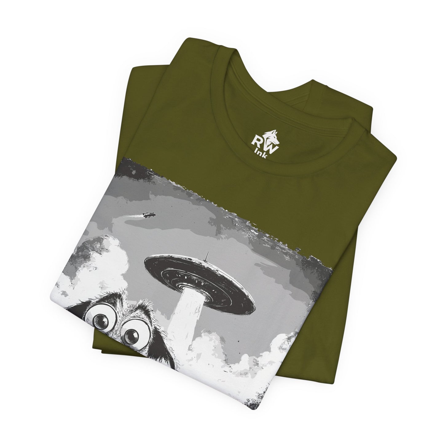 UFO Dog Abduction T-Shirt – Funny Alien Encounter Tee – Bella+Canvas 3001 Unisex