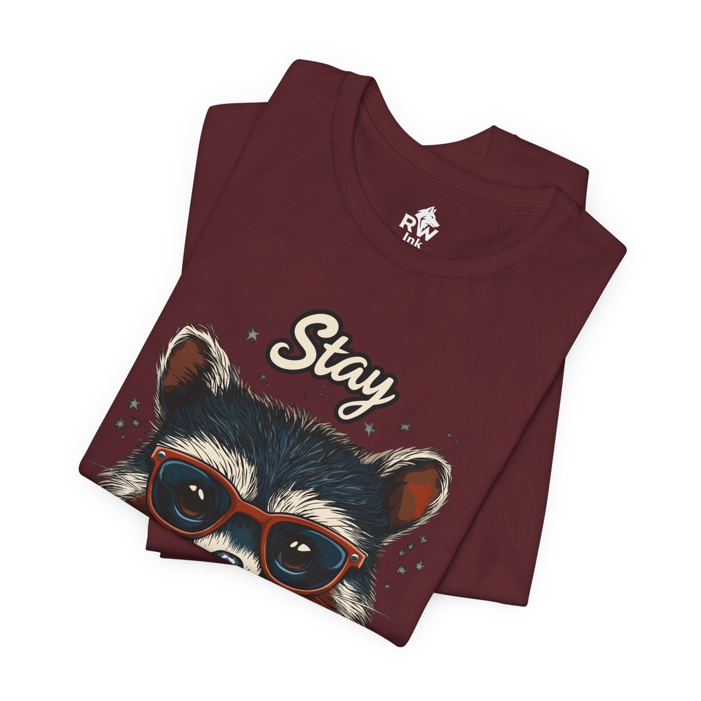 Stay Pawsitive & Smart – Cool Raccoon T-Shirt with Glasses – Animal Lover Gift – Bella+Canvas 3001