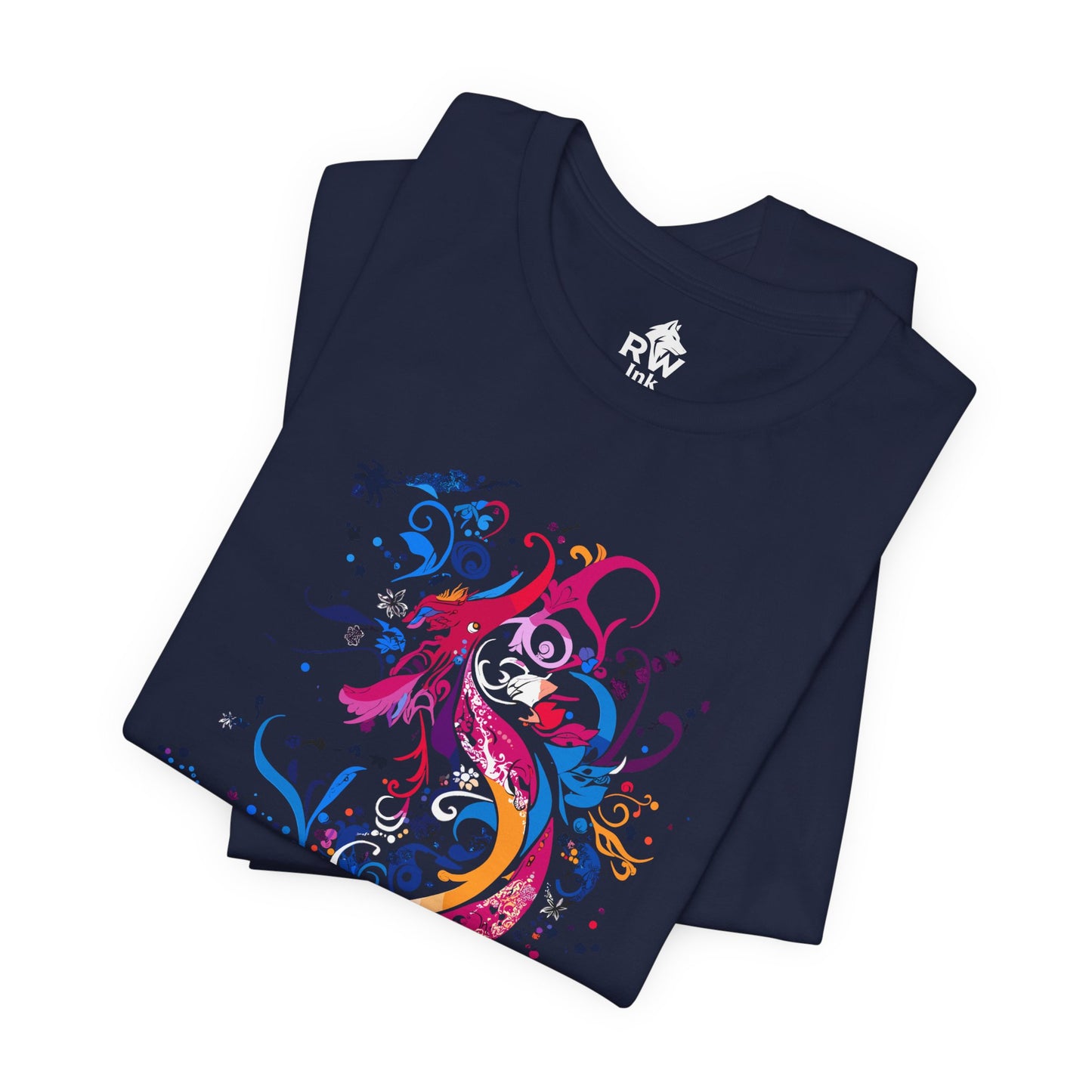 Floral Phoenix Dragon – Abstract Fantasy Art T-Shirt | Bella+Canvas 3001 Unisex Tee
