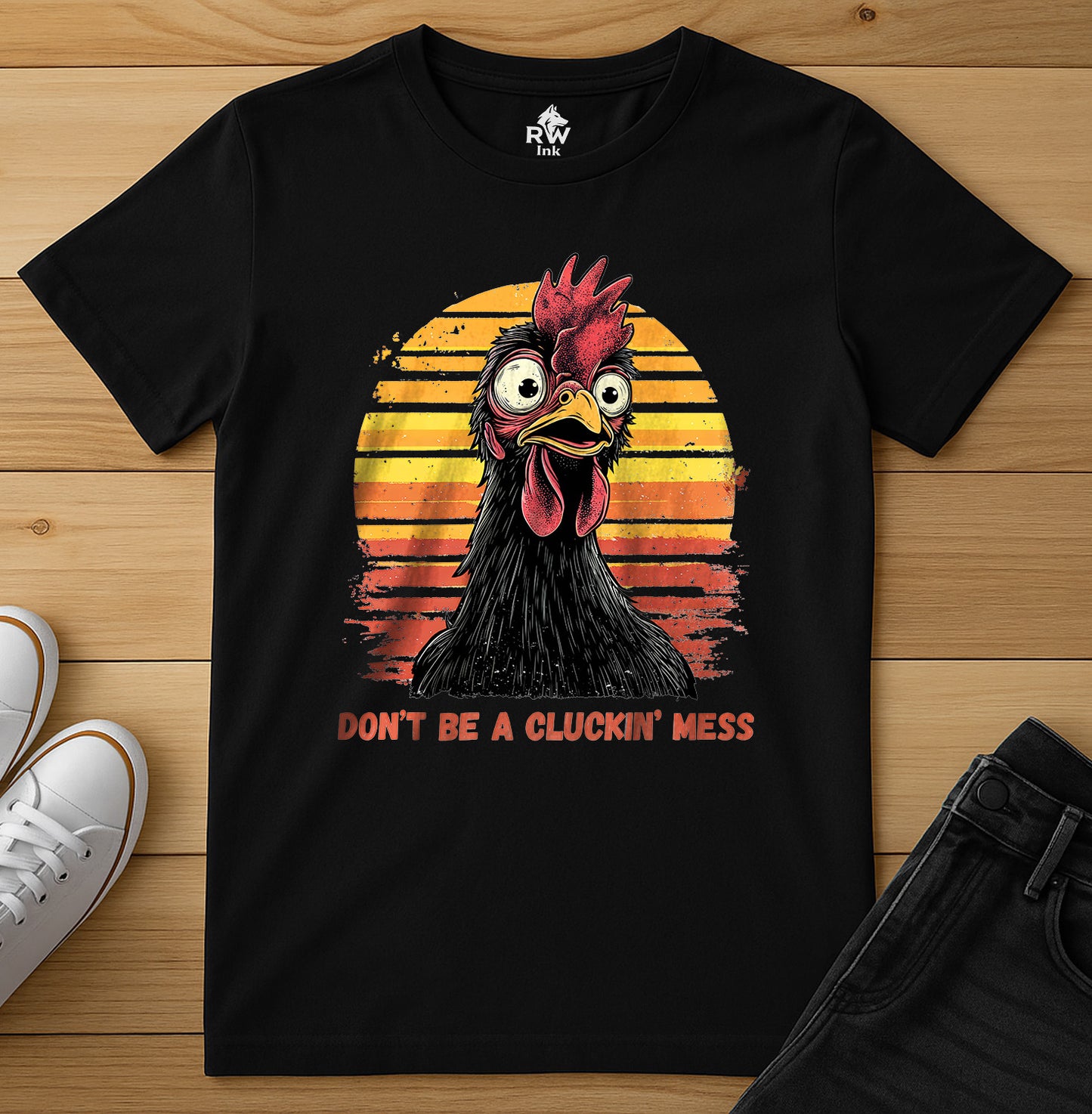 Don’t Be a Cluckin’ Mess Chicken T-Shirt – Funny Vintage Farm Tee – Bella+Canvas 3001 Unisex
