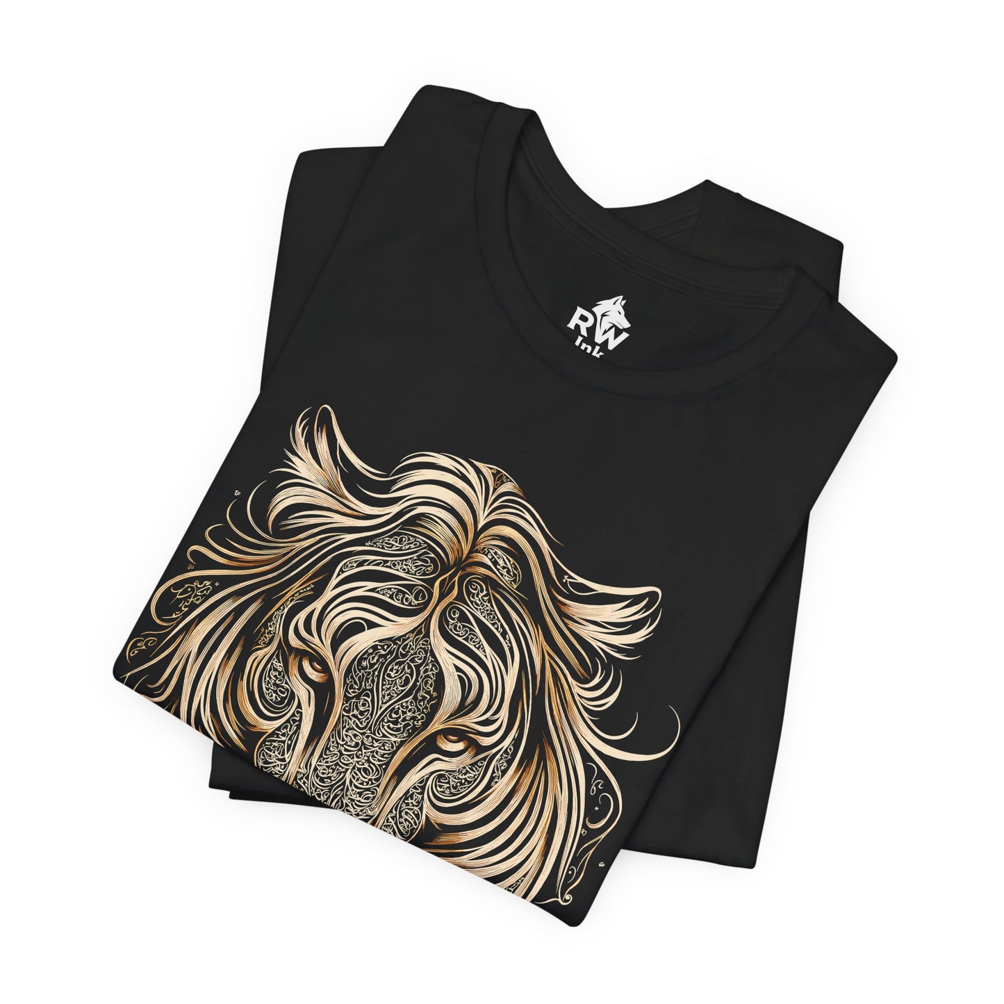 Majestic Lion – Tribal Calligraphy Tee | Bella+Canvas 3001 Unisex T-Shirt