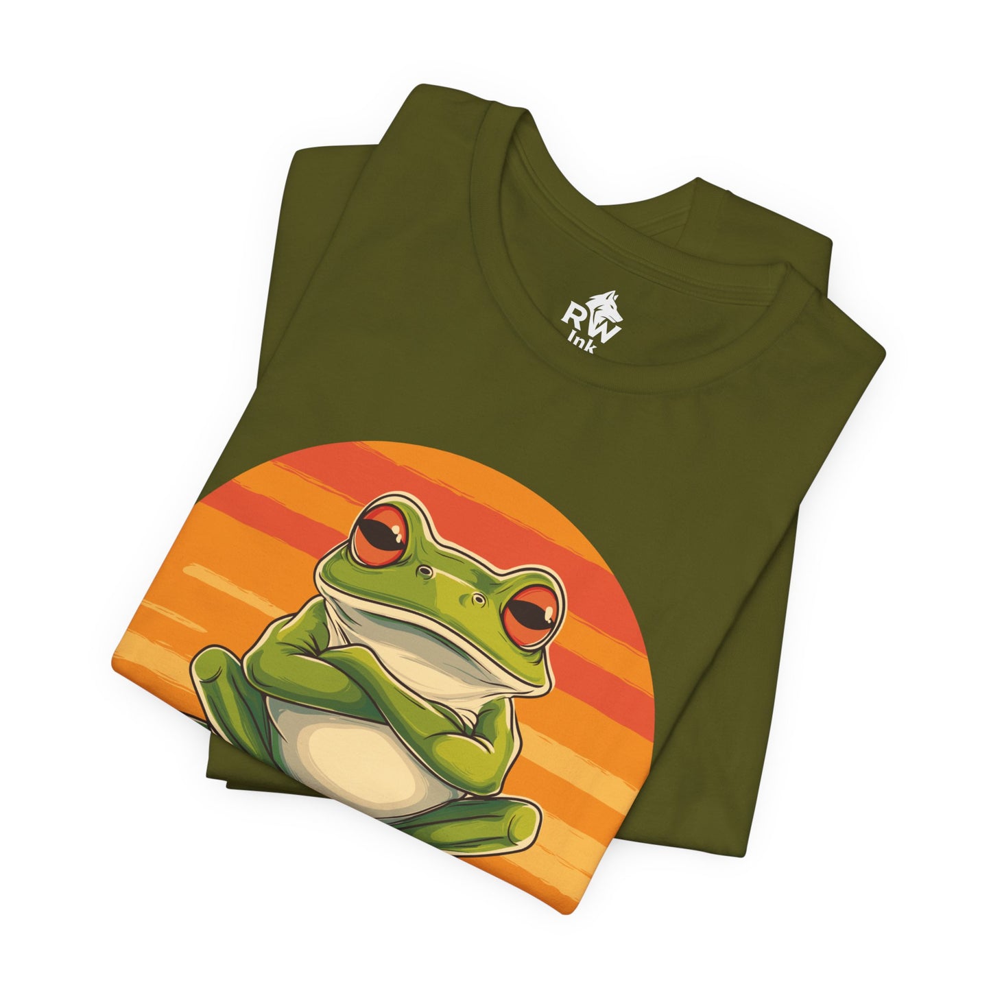 Hop Off My Mood – Funny Grumpy Frog T-Shirt with Retro Sunset | Bella+Canvas 3001 Unisex Tee