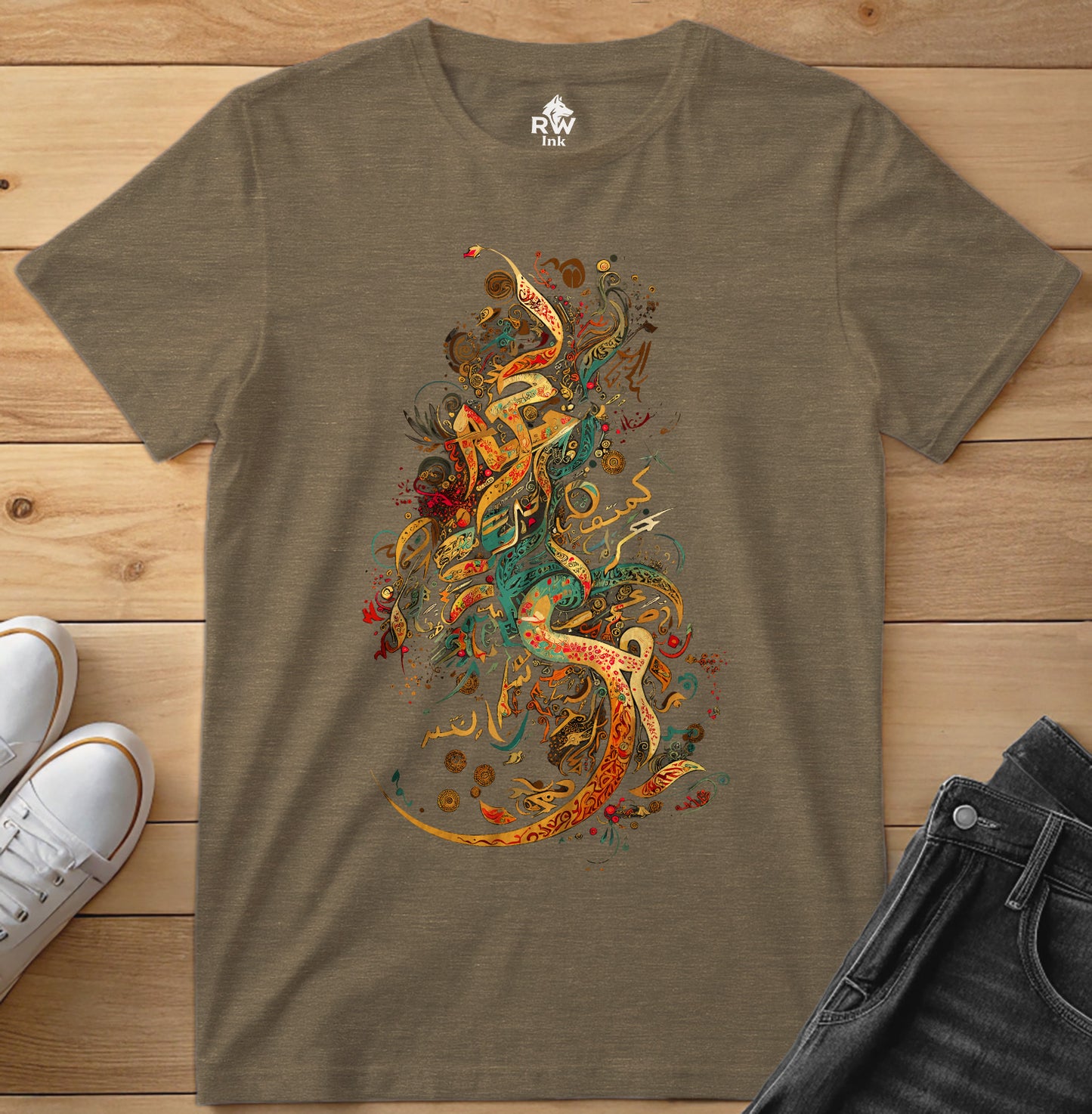 Flame of Faith – Calligraphy Art Tee | Bella+Canvas 3001 Unisex T-Shirt