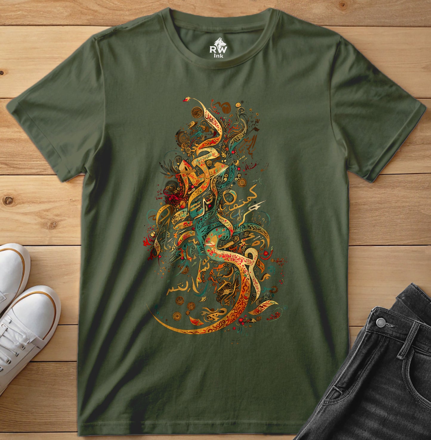 Flame of Faith – Calligraphy Art Tee | Bella+Canvas 3001 Unisex T-Shirt