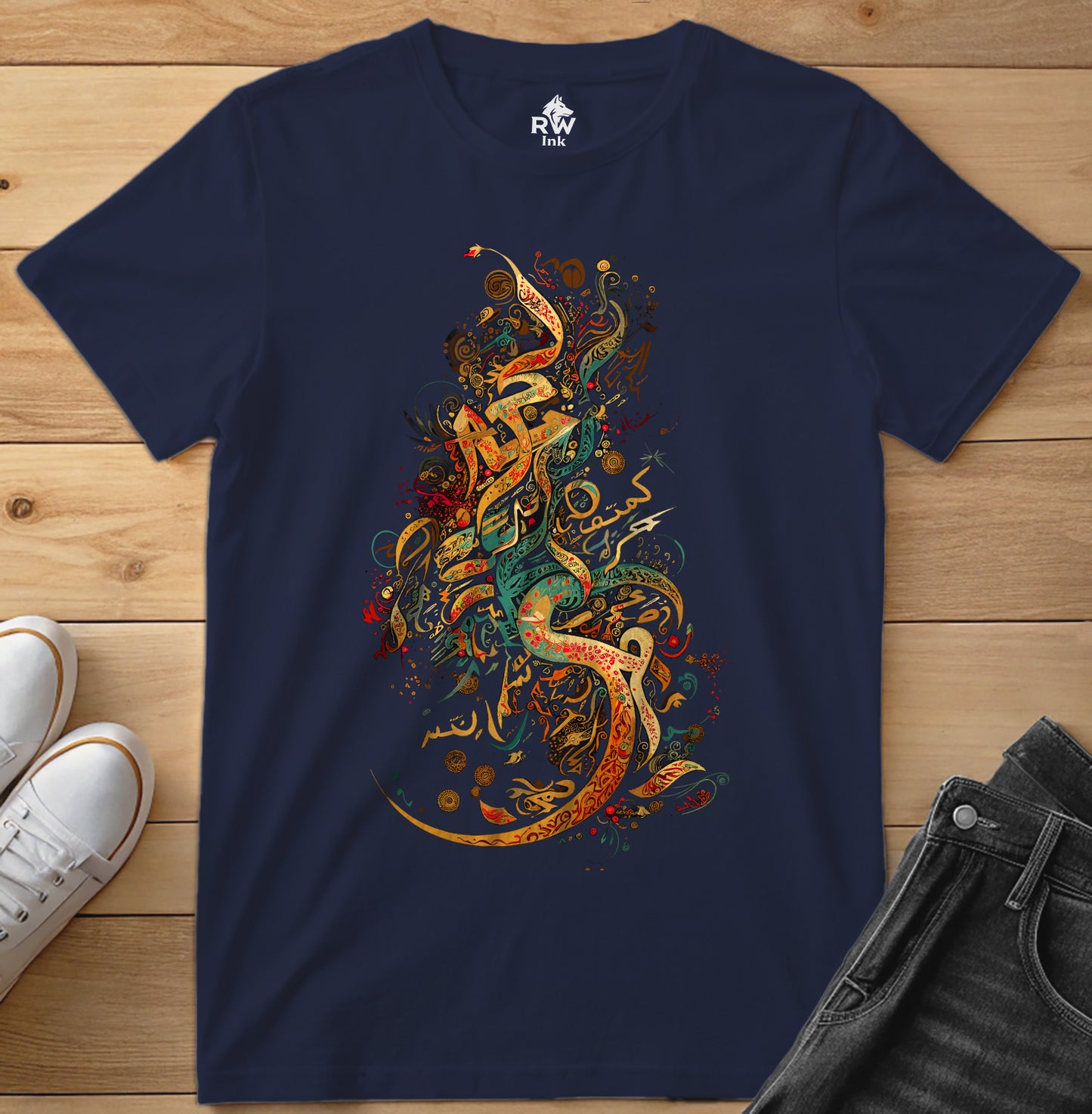 Flame of Faith – Calligraphy Art Tee | Bella+Canvas 3001 Unisex T-Shirt