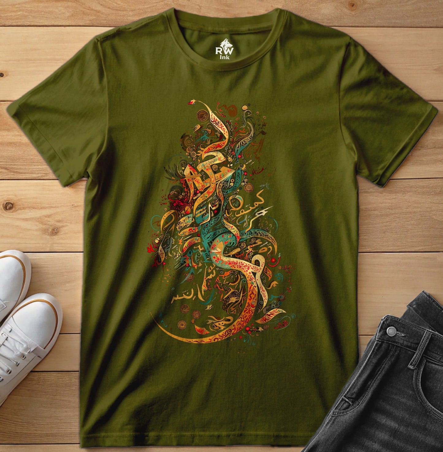 Flame of Faith – Calligraphy Art Tee | Bella+Canvas 3001 Unisex T-Shirt