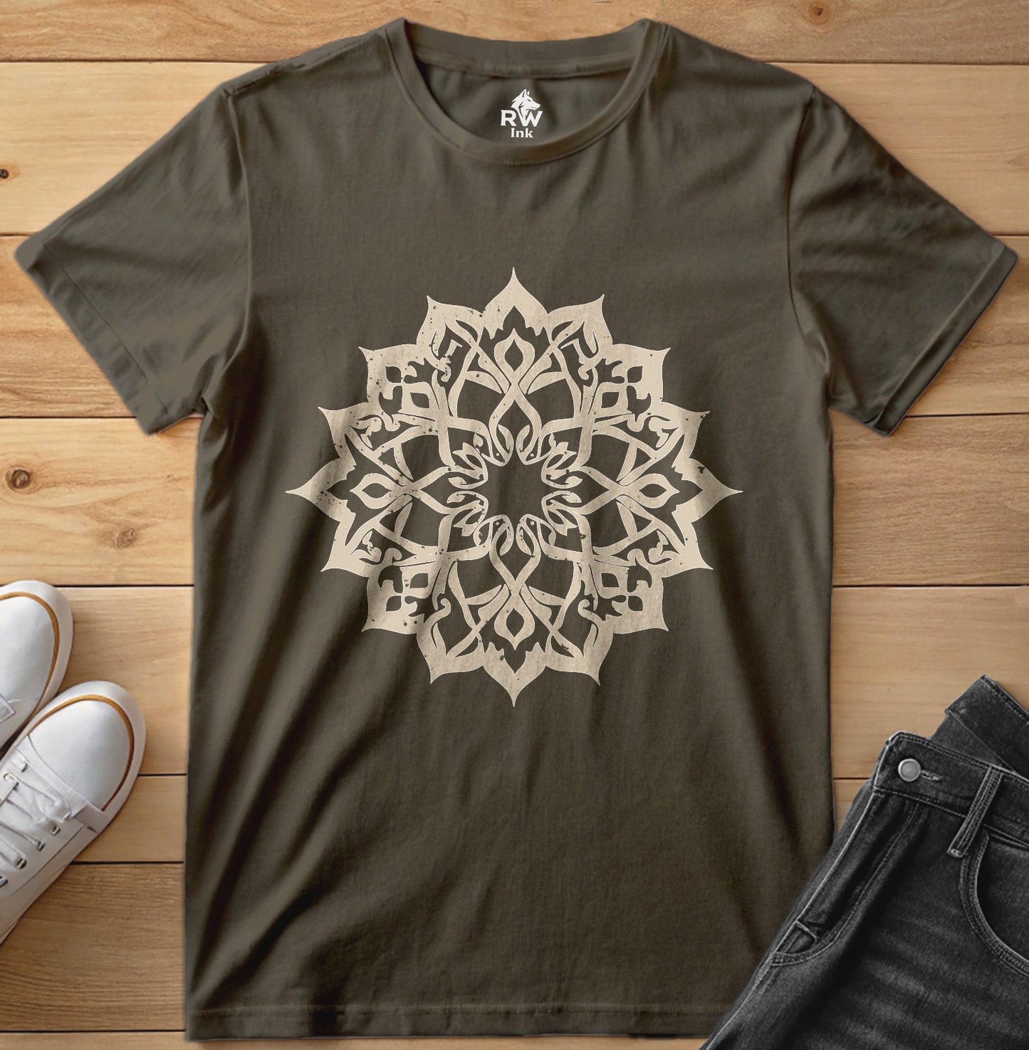 Elegant Mandala – Calligraphy-Inspired Art – Unisex Bella+Canvas 3001 Tee