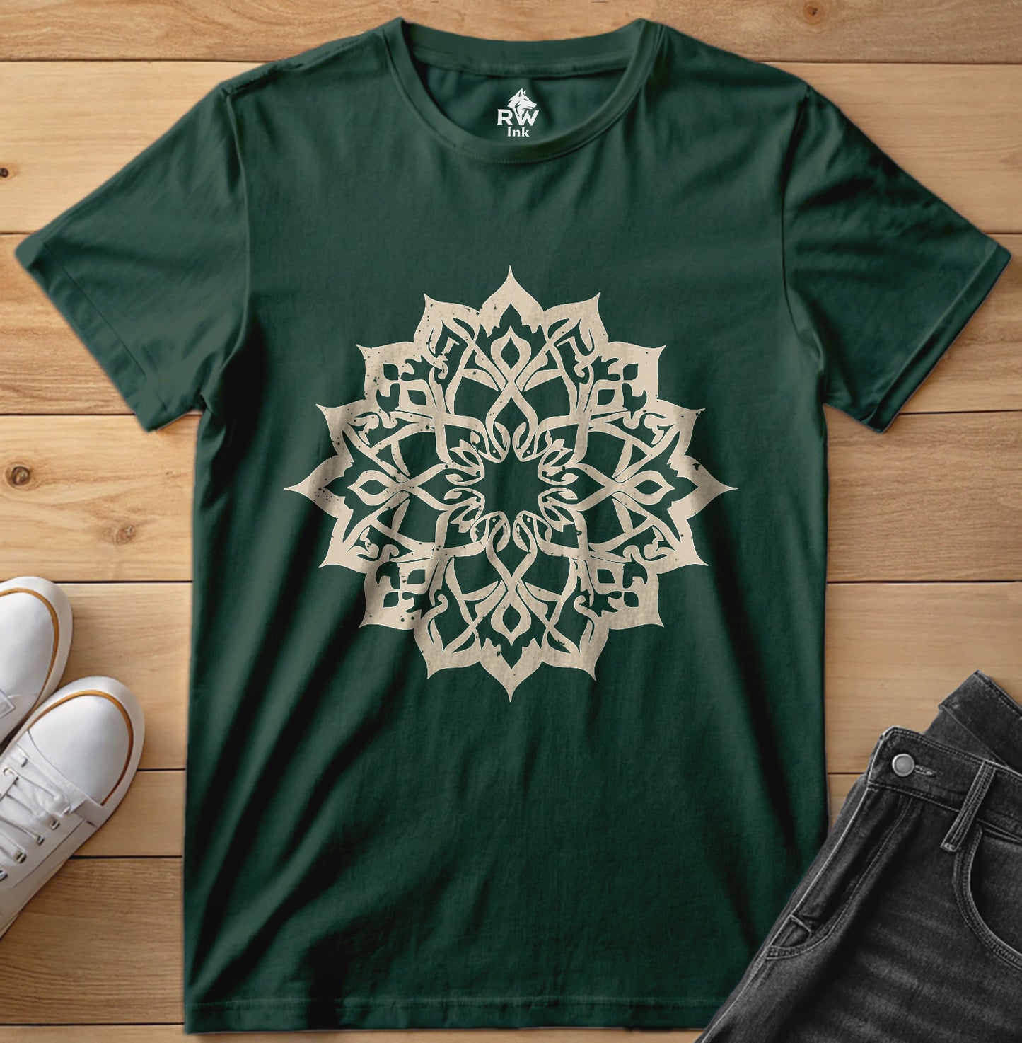 Elegant Mandala – Calligraphy-Inspired Art – Unisex Bella+Canvas 3001 Tee