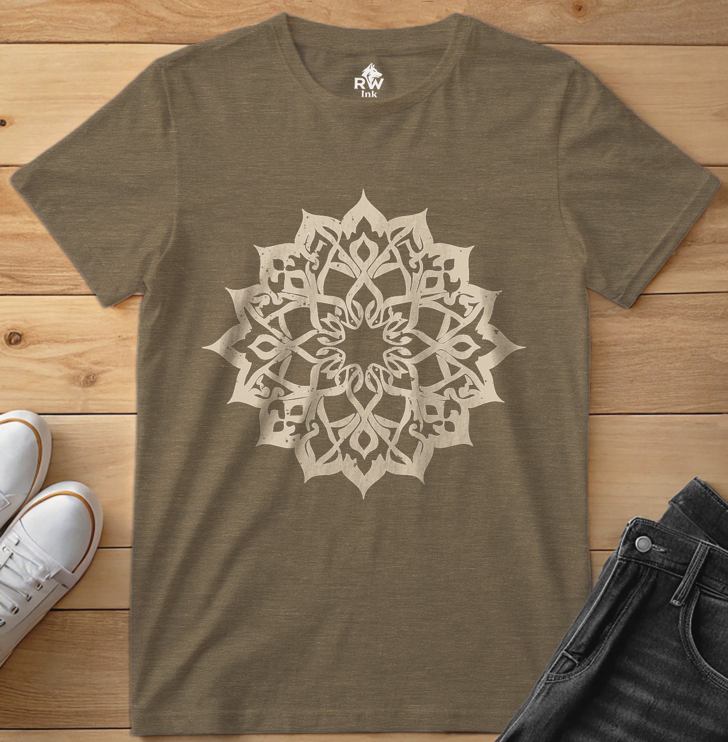 Elegant Mandala – Calligraphy-Inspired Art – Unisex Bella+Canvas 3001 Tee
