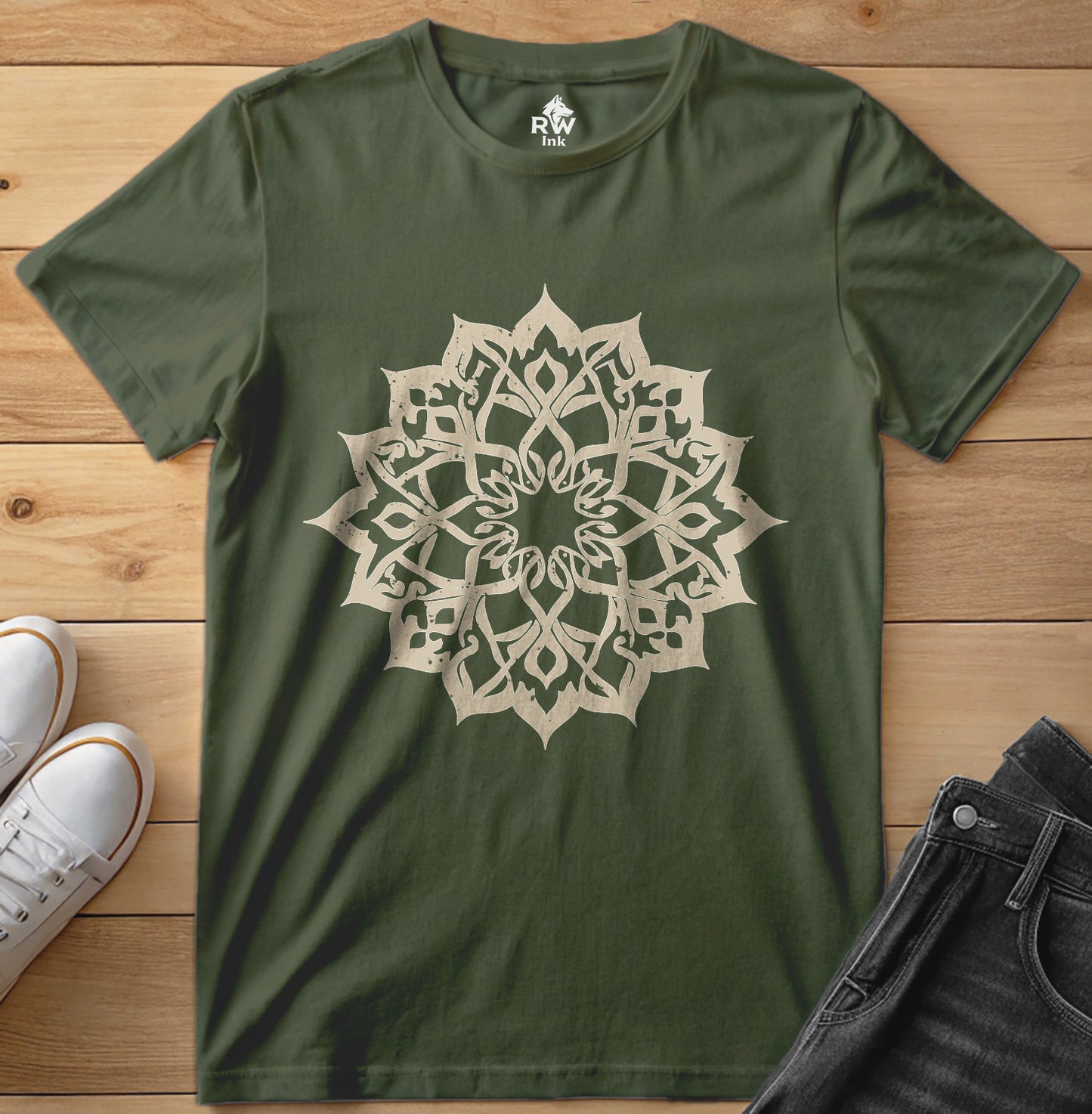 Elegant Mandala – Calligraphy-Inspired Art – Unisex Bella+Canvas 3001 Tee