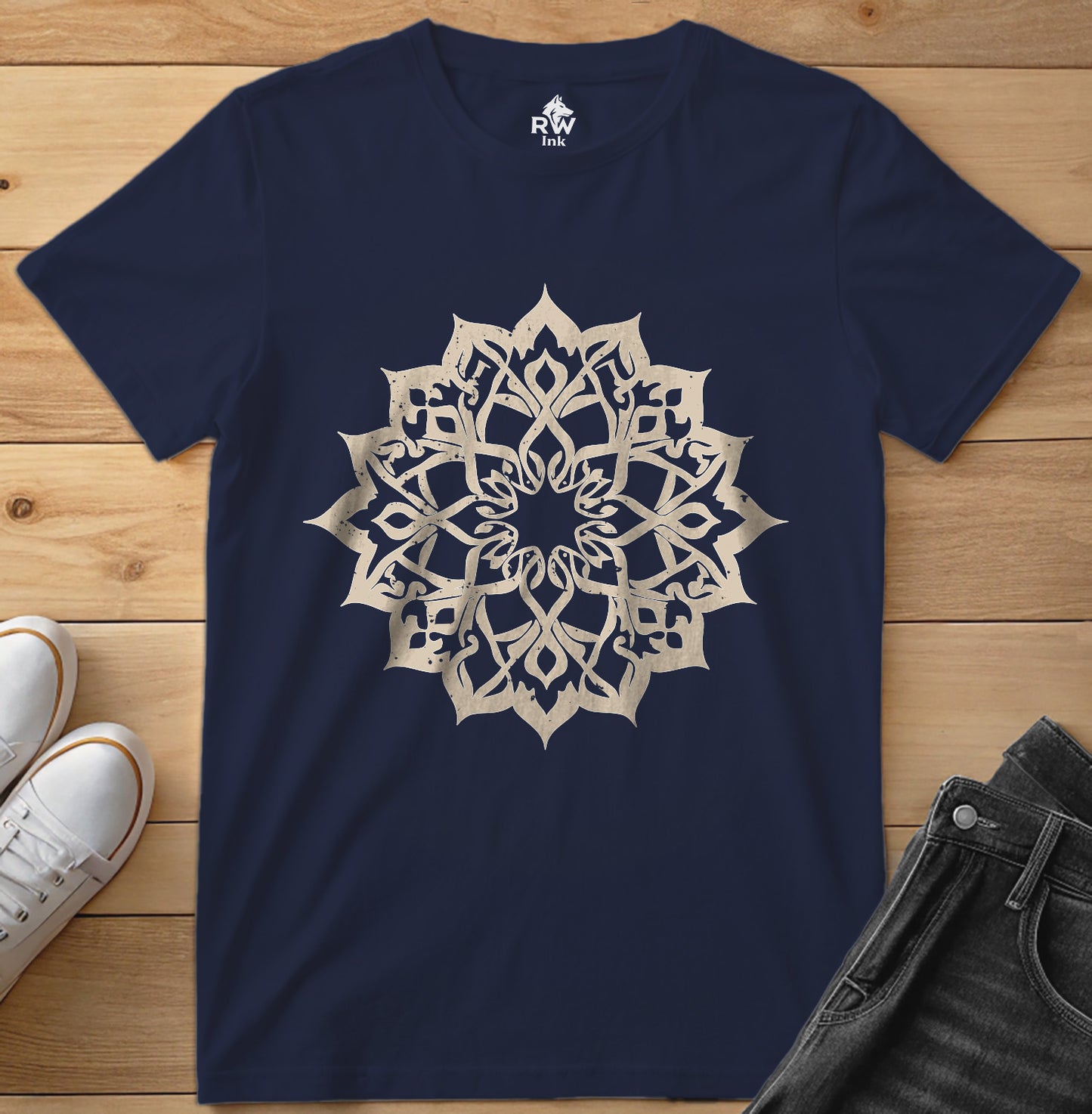 Elegant Mandala – Calligraphy-Inspired Art – Unisex Bella+Canvas 3001 Tee
