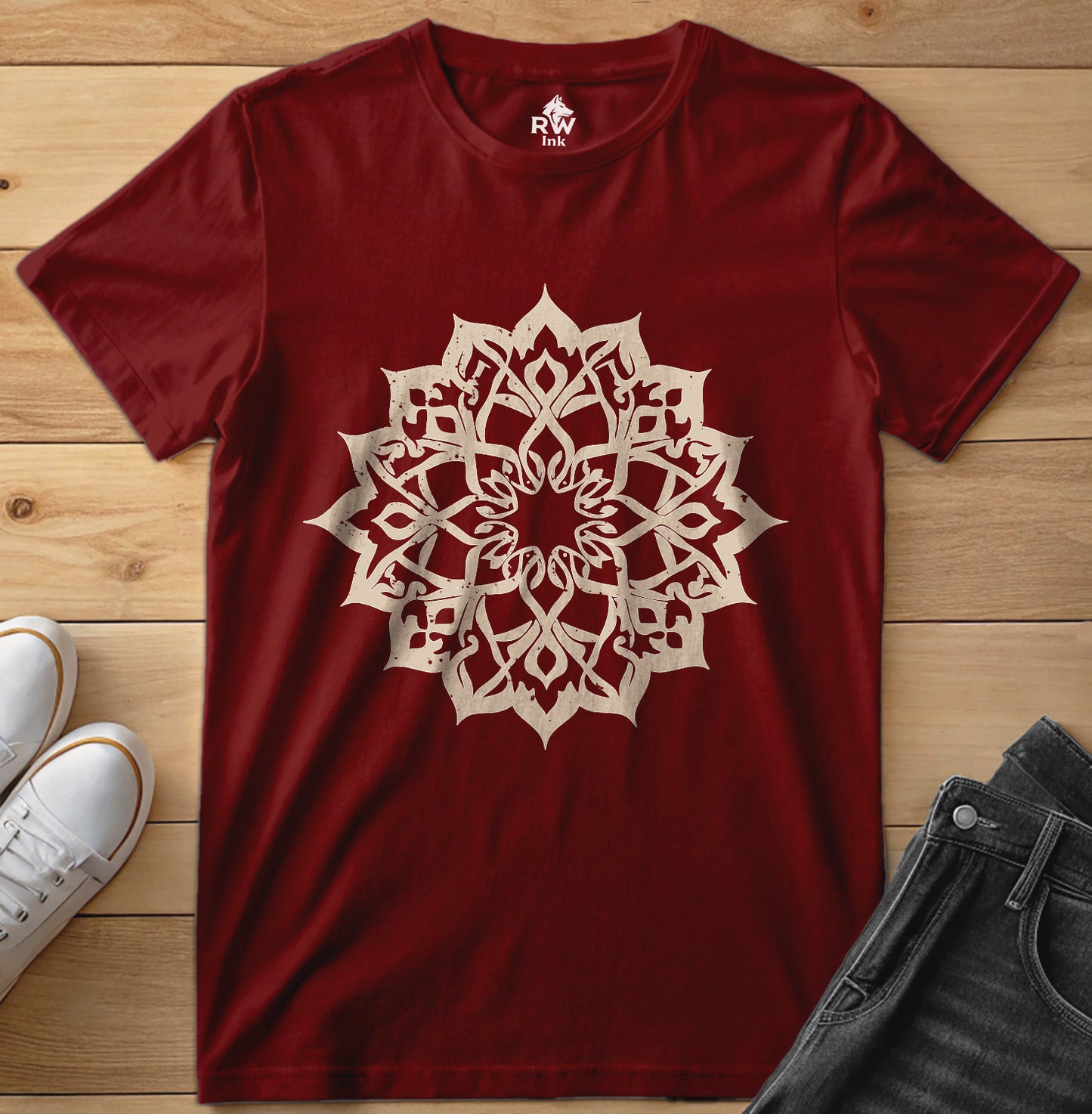Elegant Mandala – Calligraphy-Inspired Art – Unisex Bella+Canvas 3001 Tee