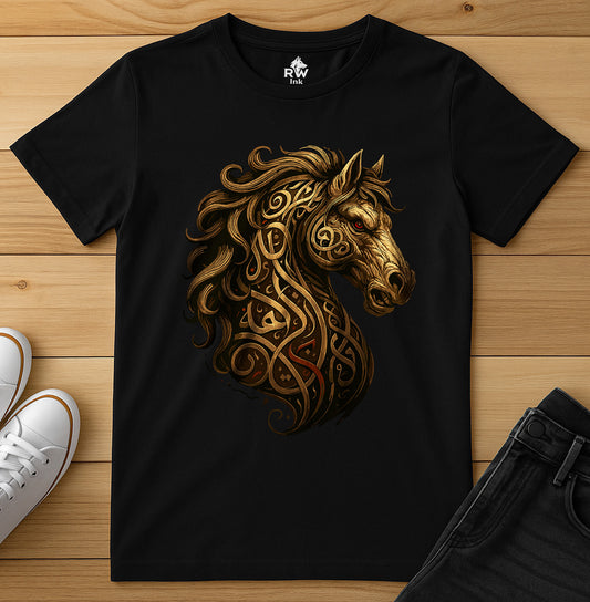 Calligraphy Stallion – Tribal Horse Art T-Shirt | Bella+Canvas 3001 Unisex Tee