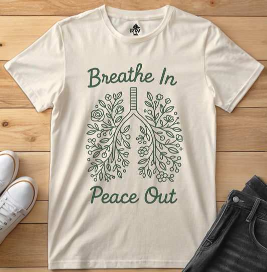 Breathe In, Peace Out – Mindful Botanical Art Tee | Bella+Canvas 3001 Unisex T-Shirt