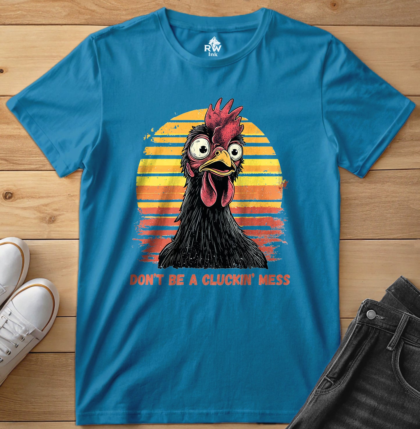 Don’t Be a Cluckin’ Mess Chicken T-Shirt – Funny Vintage Farm Tee – Bella+Canvas 3001 Unisex