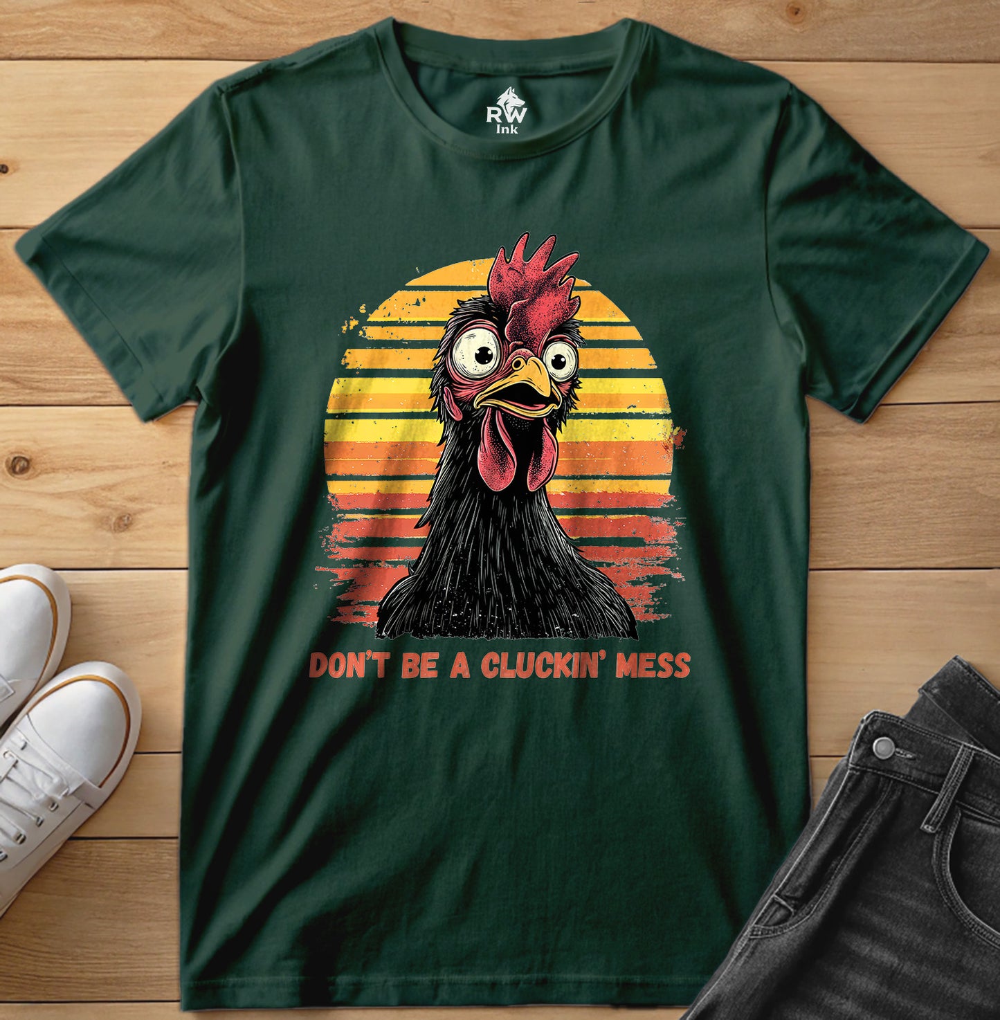 Don’t Be a Cluckin’ Mess Chicken T-Shirt – Funny Vintage Farm Tee – Bella+Canvas 3001 Unisex