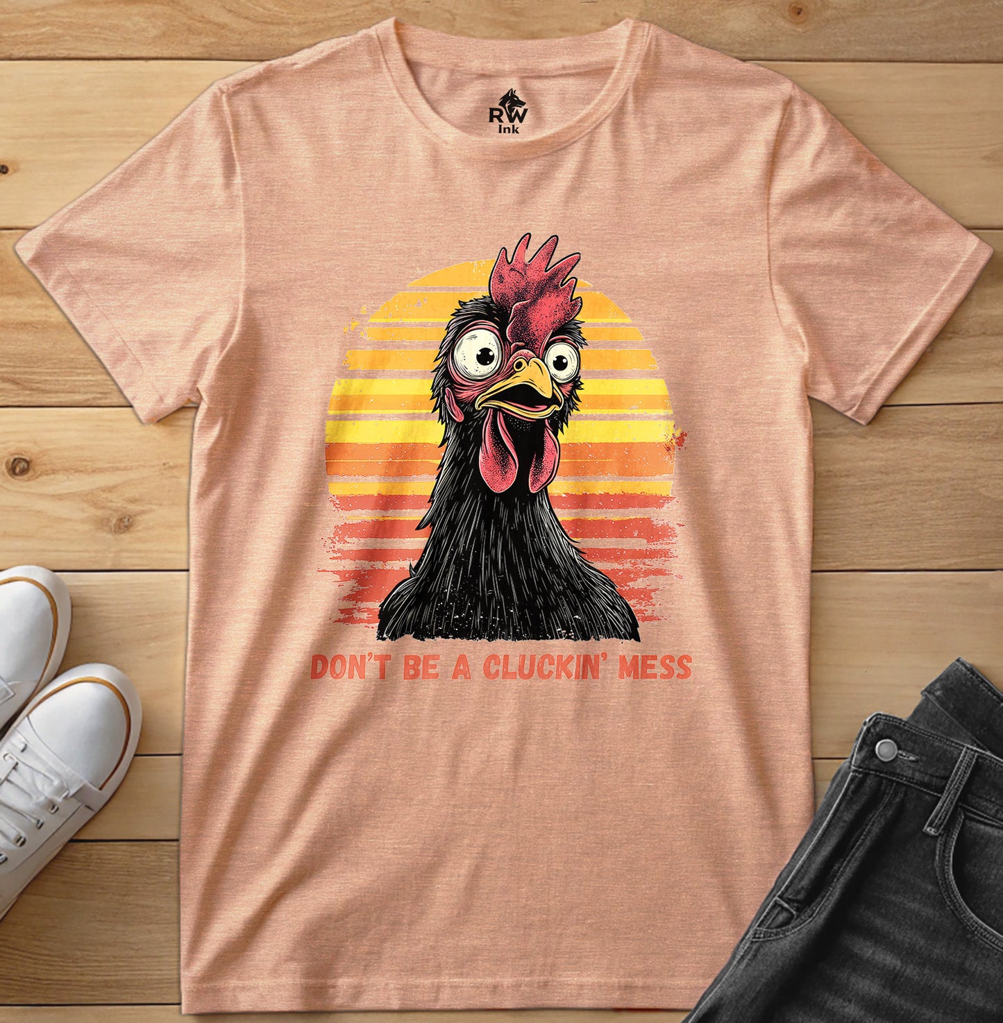Don’t Be a Cluckin’ Mess Chicken T-Shirt – Funny Vintage Farm Tee – Bella+Canvas 3001 Unisex
