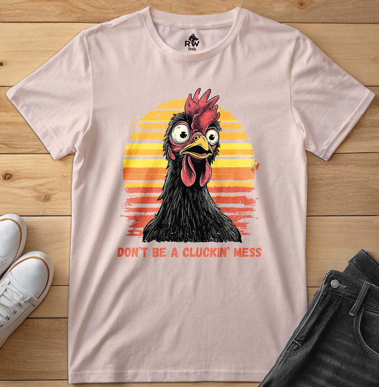 Don’t Be a Cluckin’ Mess Chicken T-Shirt – Funny Vintage Farm Tee – Bella+Canvas 3001 Unisex
