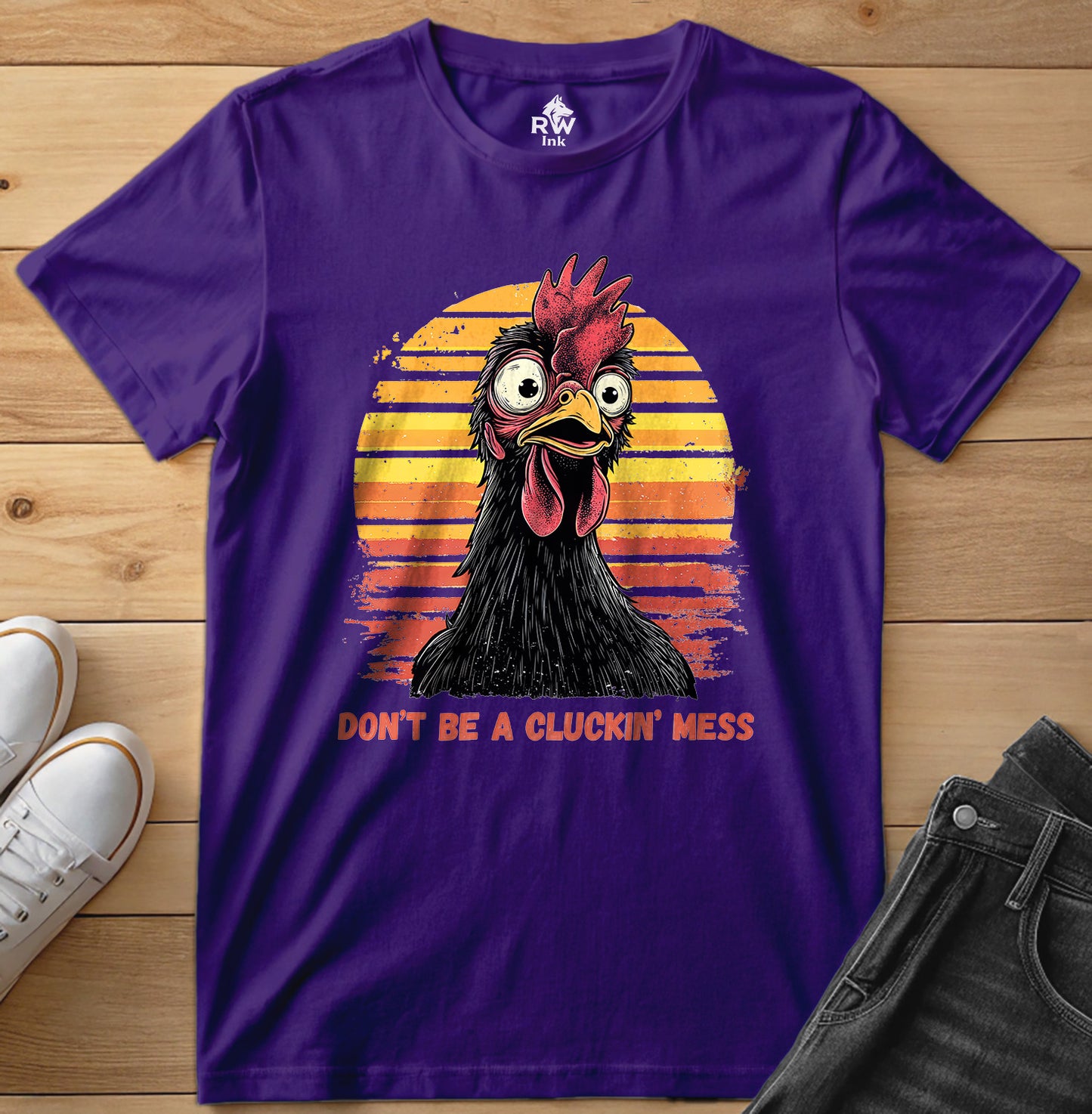 Don’t Be a Cluckin’ Mess Chicken T-Shirt – Funny Vintage Farm Tee – Bella+Canvas 3001 Unisex
