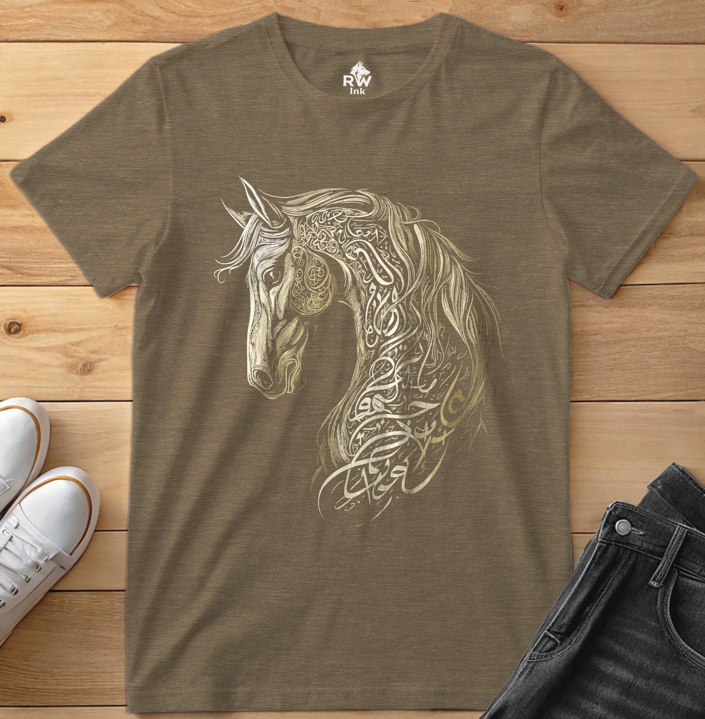 Majestic Calligraphy Horse – Tribal Art Tee | Bella+Canvas 3001 Unisex T-Shirt