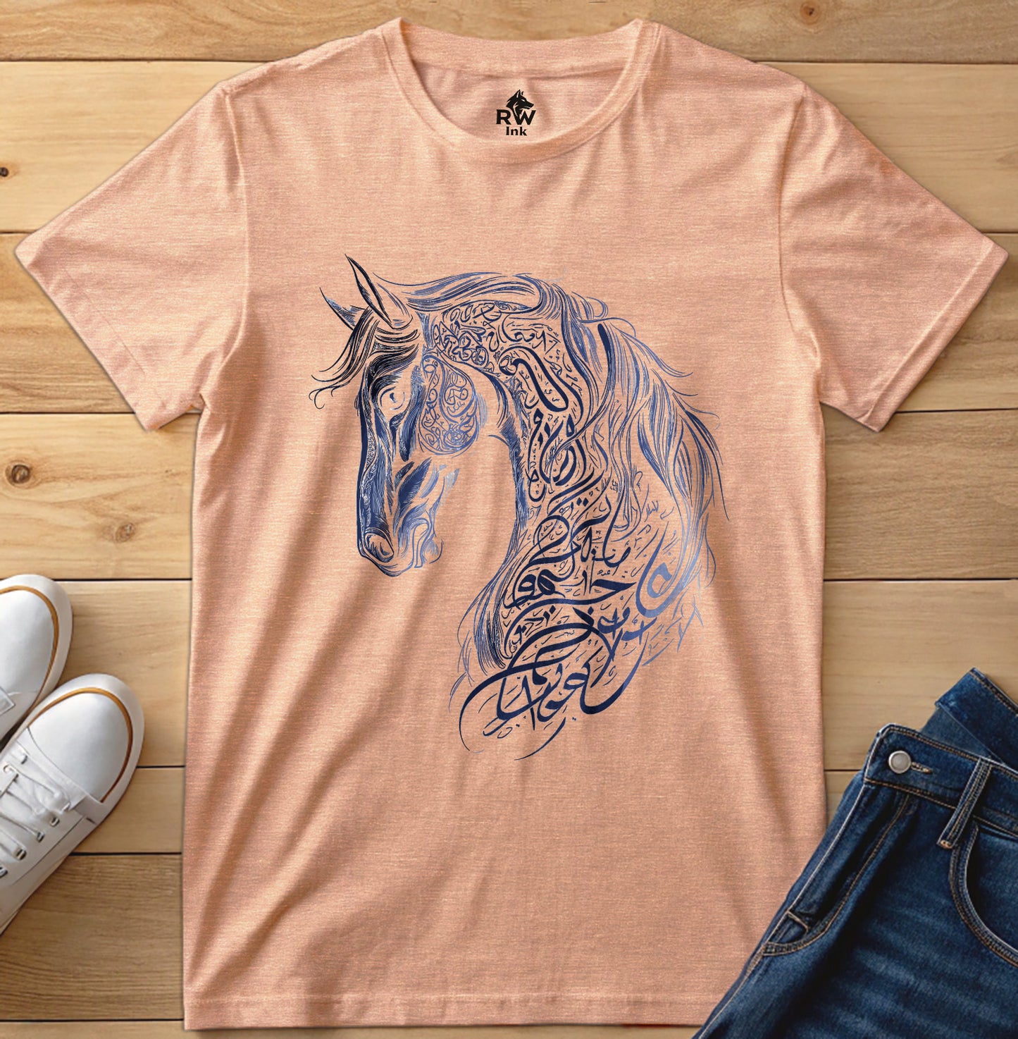 Majestic Calligraphy Horse – Tribal Art Tee | Bella+Canvas 3001 Unisex T-Shirt