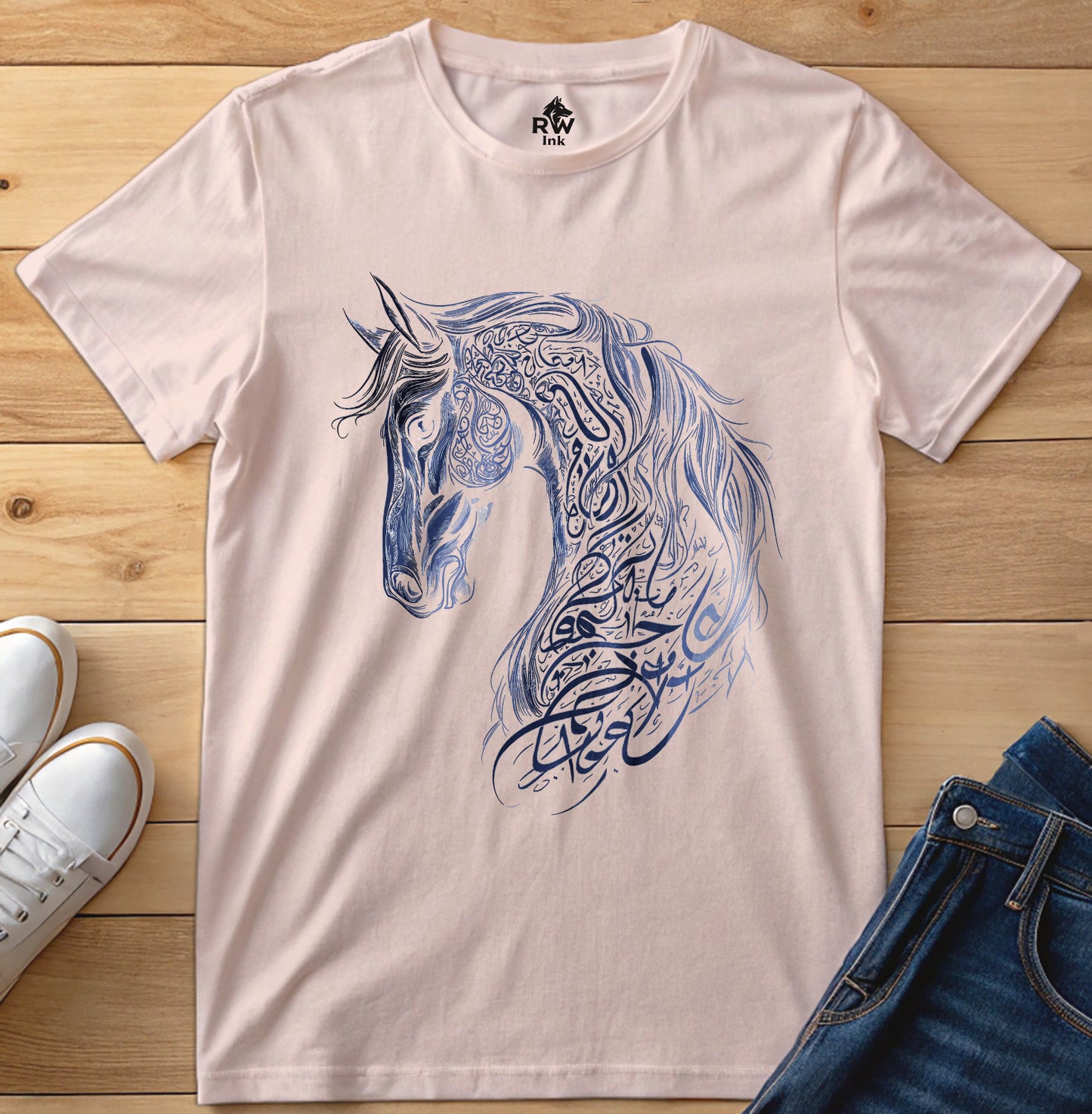 Majestic Calligraphy Horse – Tribal Art Tee | Bella+Canvas 3001 Unisex T-Shirt